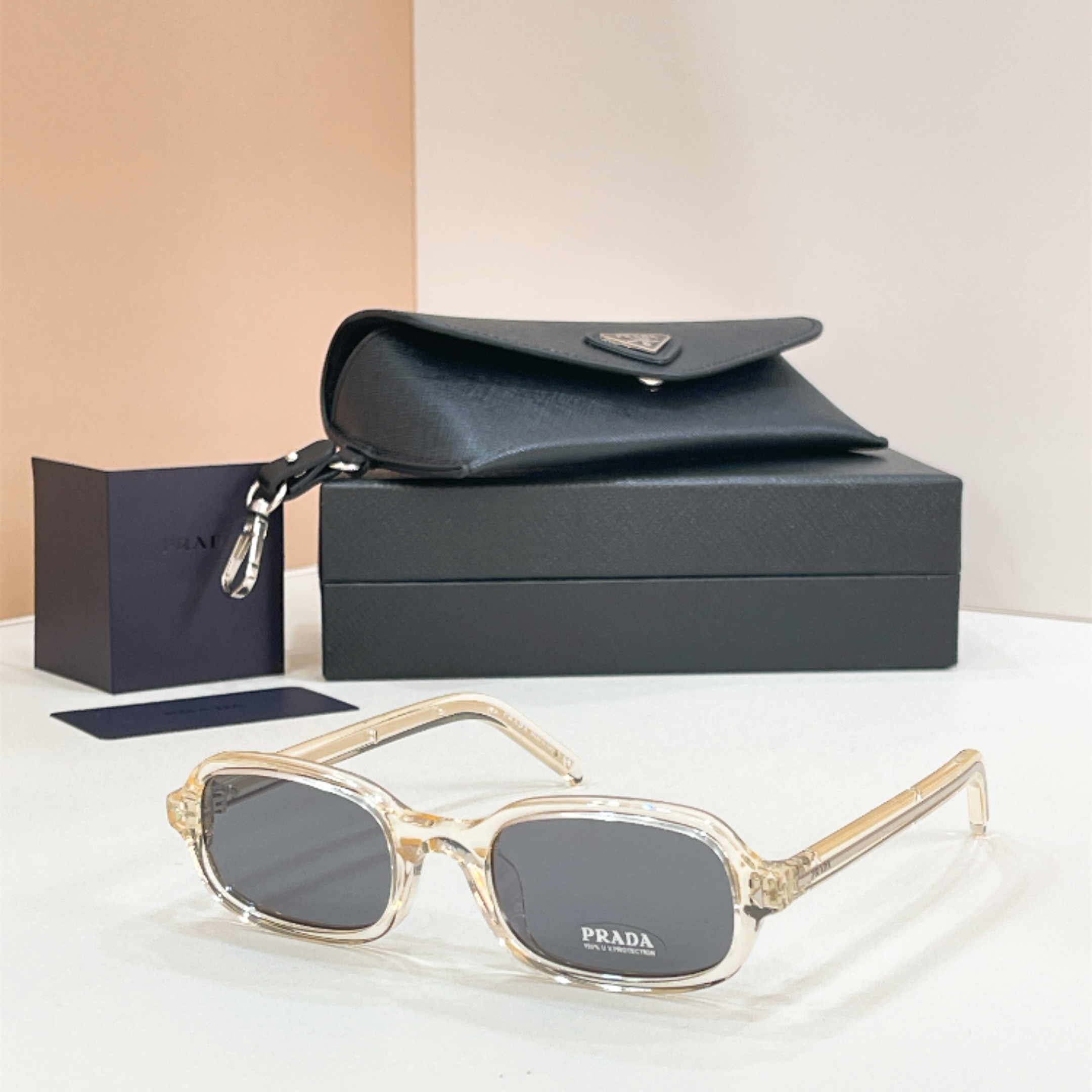 PRADA Sunglasses Acetate Square Transparent