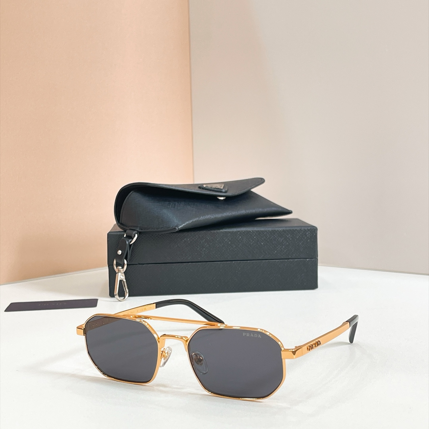 PRADA Sunglasses Metal Geometric Black Lenses