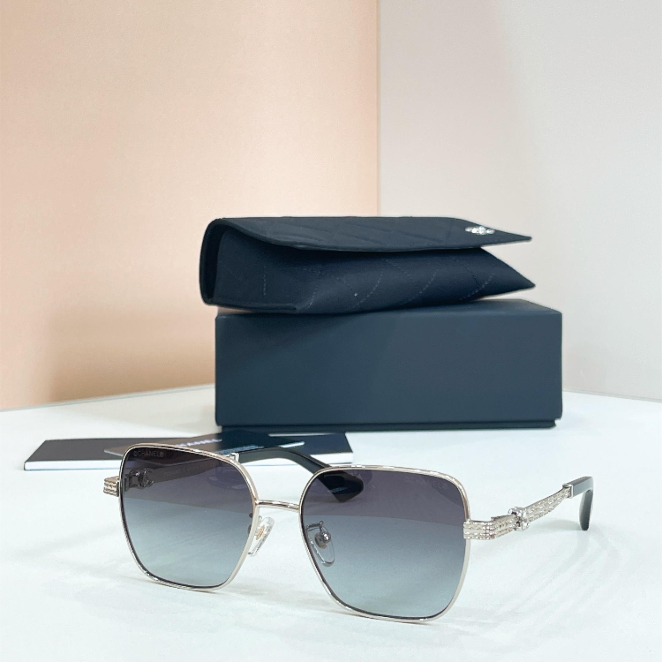 Chanel Sunglasses Metal Square Frame Gradient Lenses