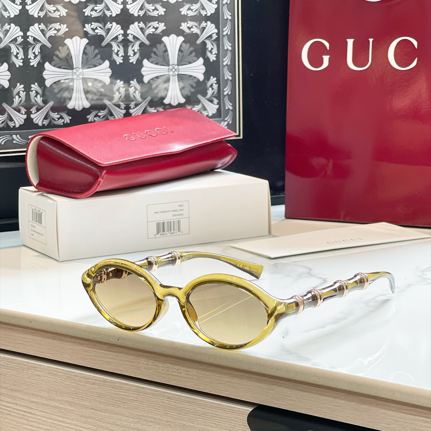 GUCCI GG2059S Sunglasses Acetate Bamboo Oval
