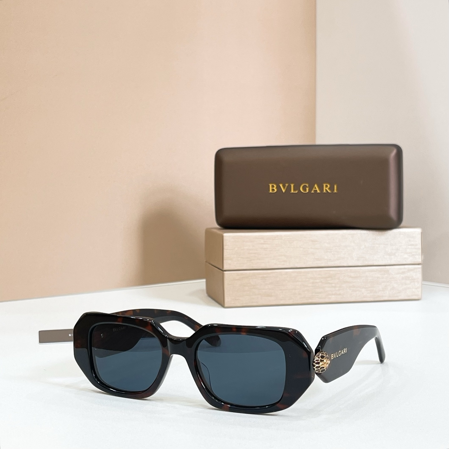BVLGARI Sunglasses Acetate Tortoiseshell Square