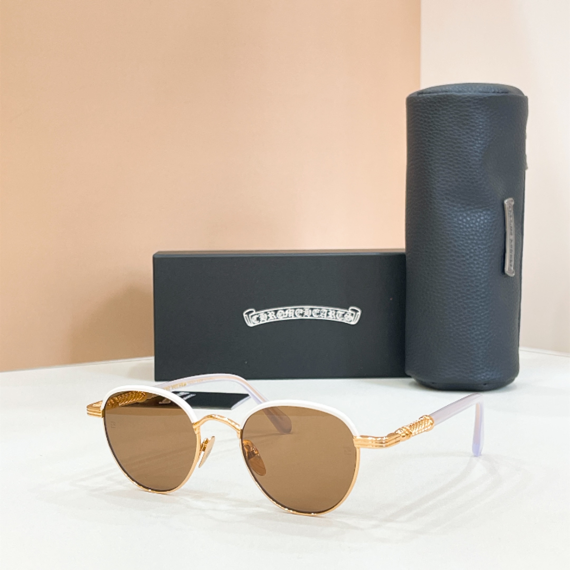 Chrome Hearts GAG Metal Round-Frame Sunglasses