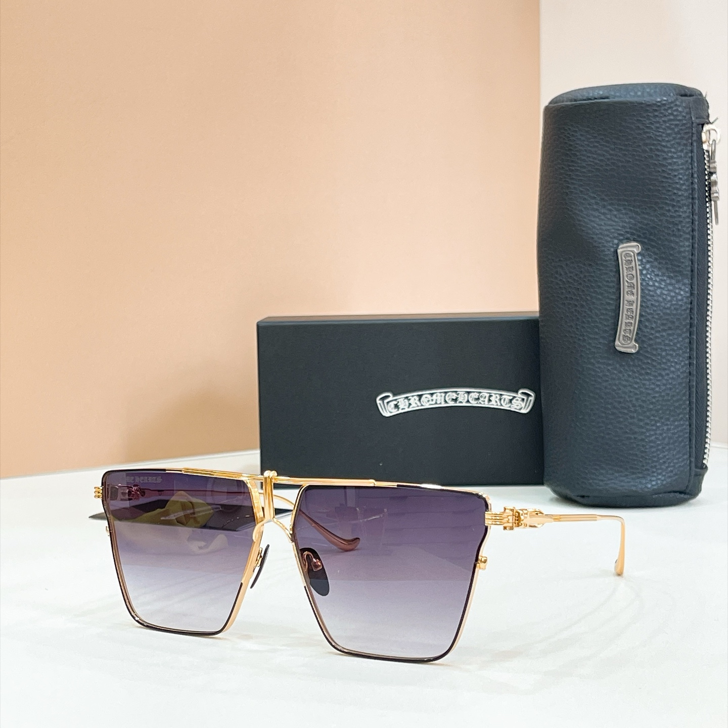 Chrome Hearts NIPPLY Metal Square Sunglasses
