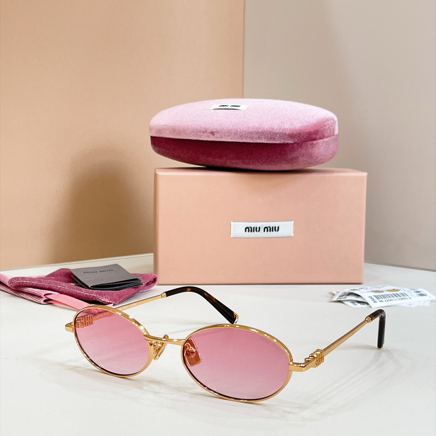 MIUMIU Sunglasses Metal Oval Pink Lenses