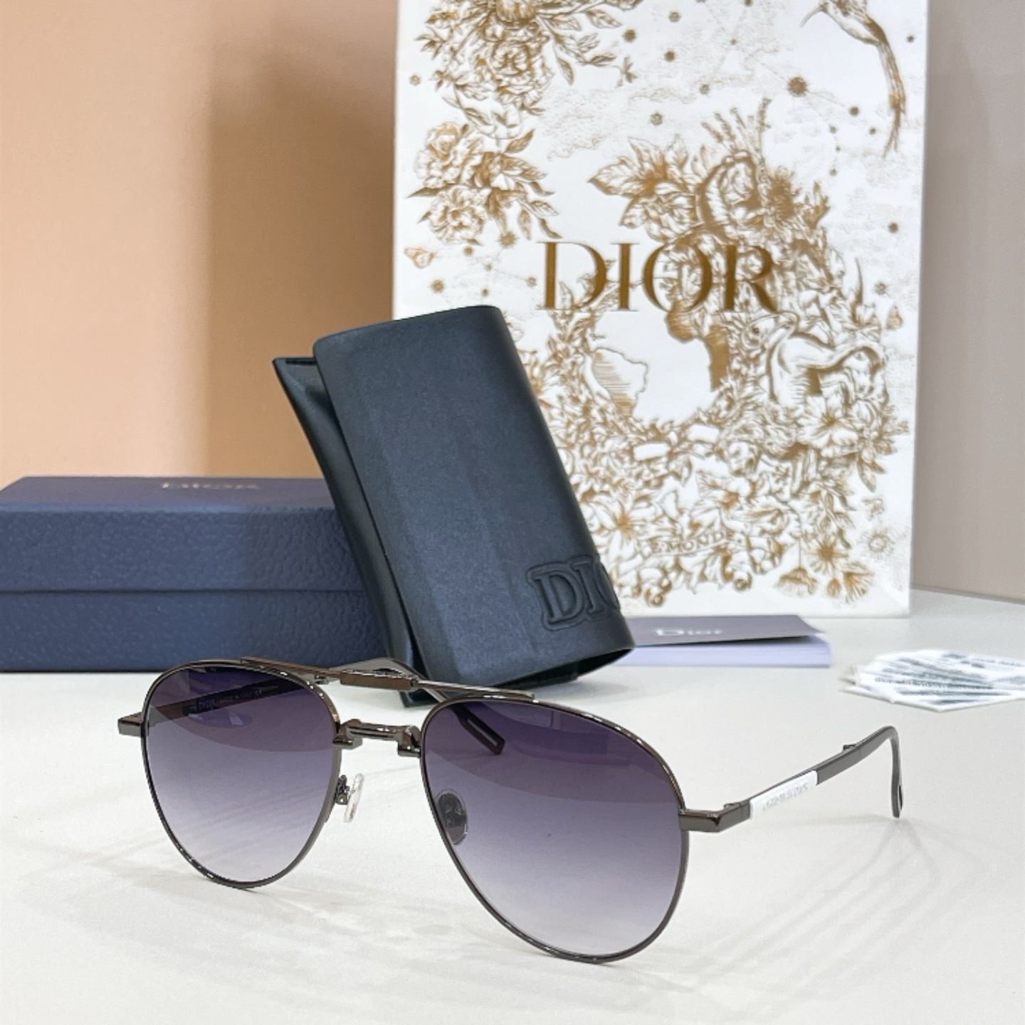 DIOR Sunglasses Metal Aviator Foldable