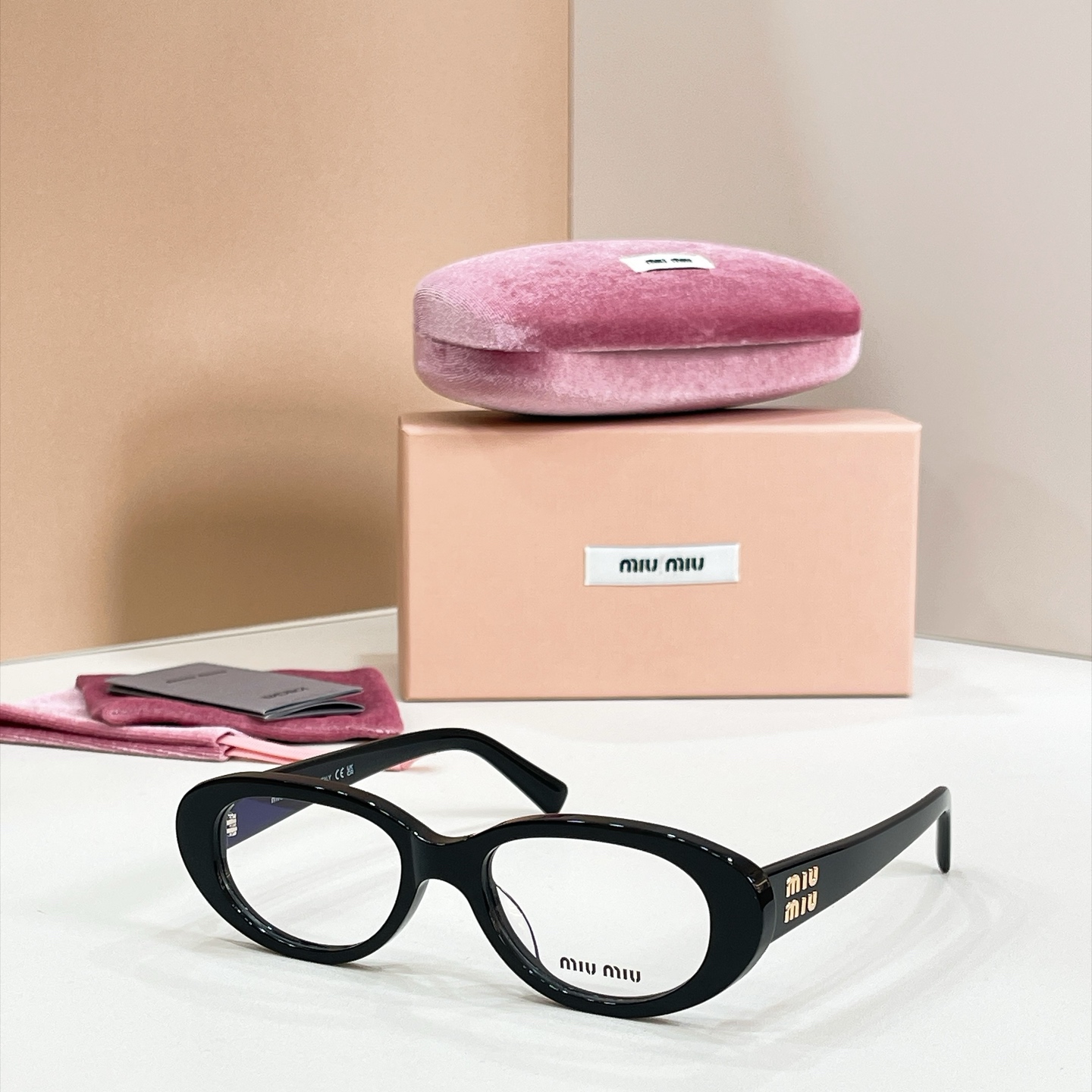 MIUMIU Optical Glasses Black Acetate Oval Frame