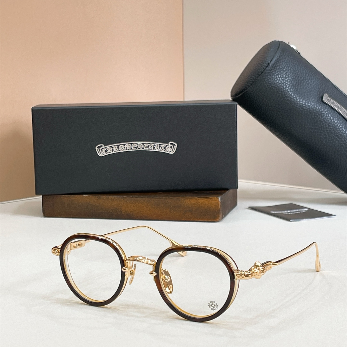 Chrome Hearts Round Frame Acetate Metal Eyeglasses