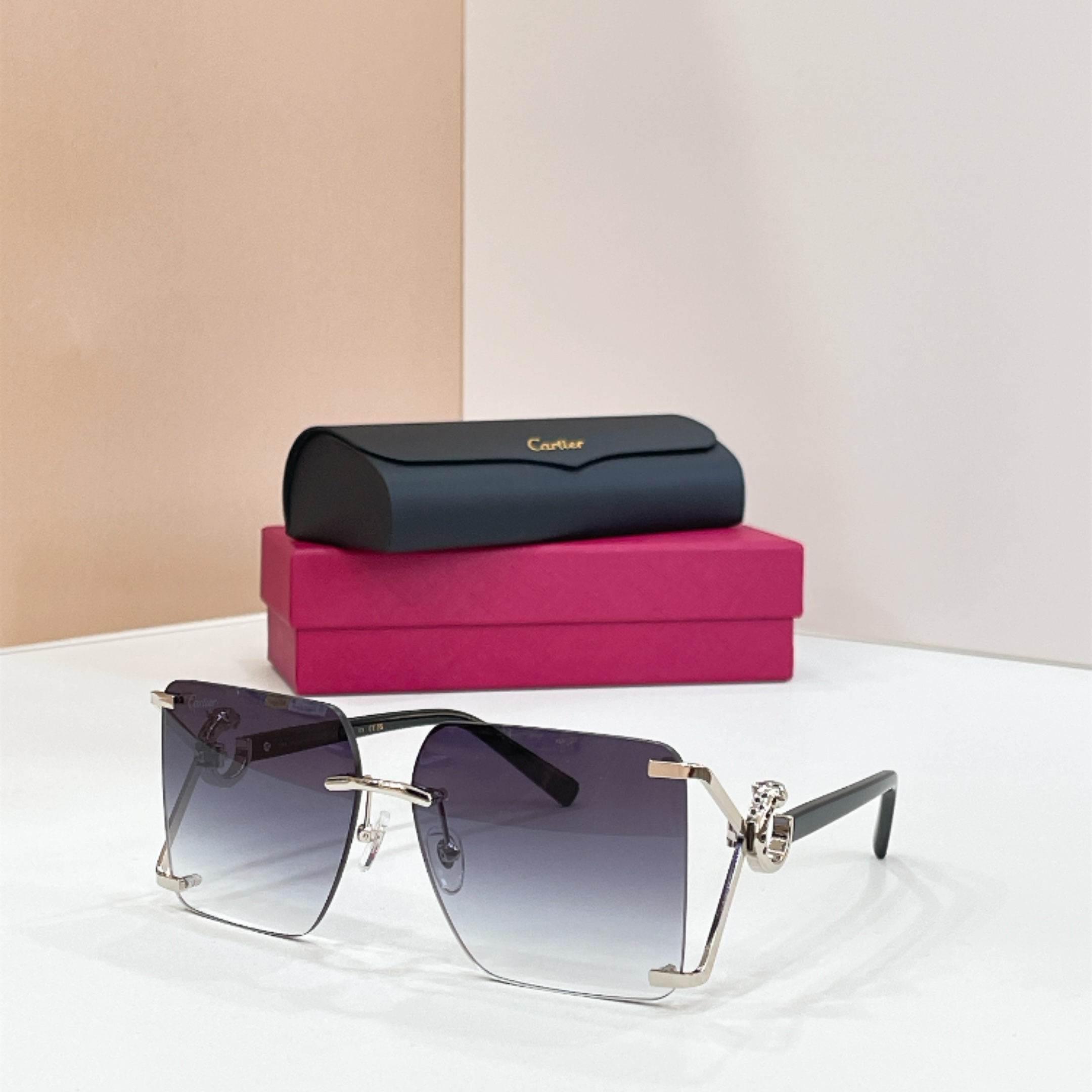 Cartier Rimless Metal Square Sunglasses