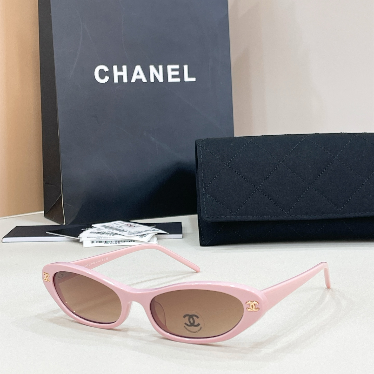 Chanel Sunglasses Acetate Narrow Frame Pink