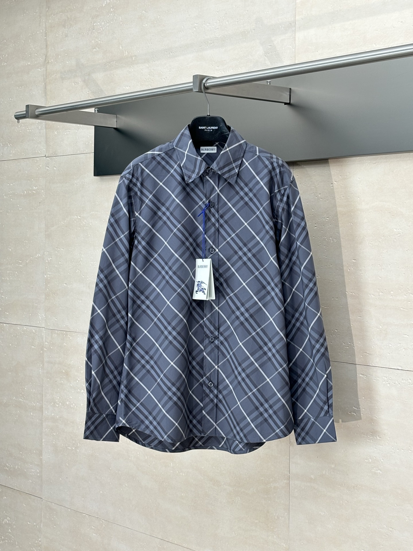 Burberr*/Burberry Bbr 25SS primavera y verano nueva camisa a cuadros diagonales. La tela proporcionada por el cliente e…
