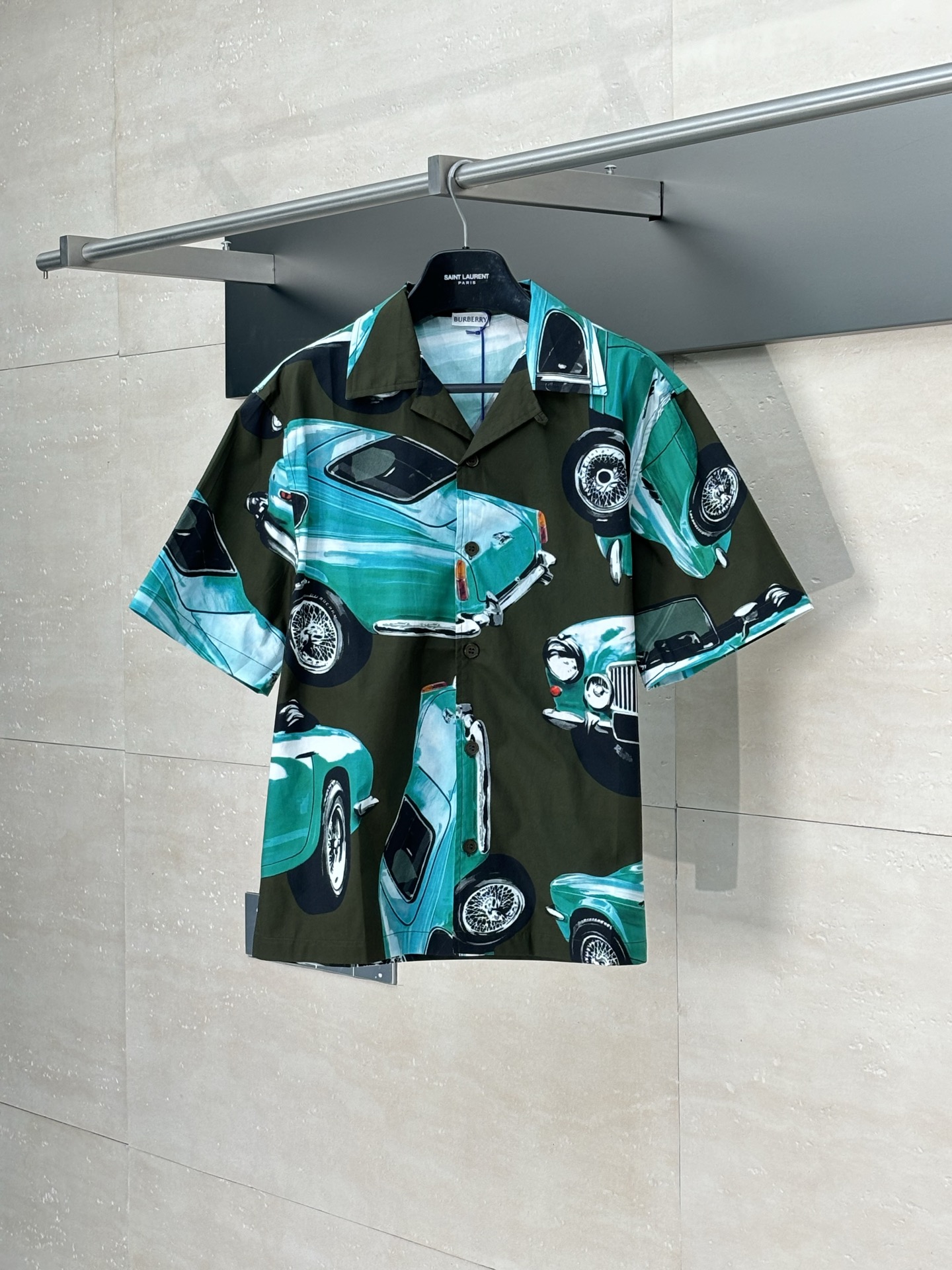 burberry * / Burberry 25F camisa de manga corta con solapa informal estampada nueva de principios de otoño, estampado e…
