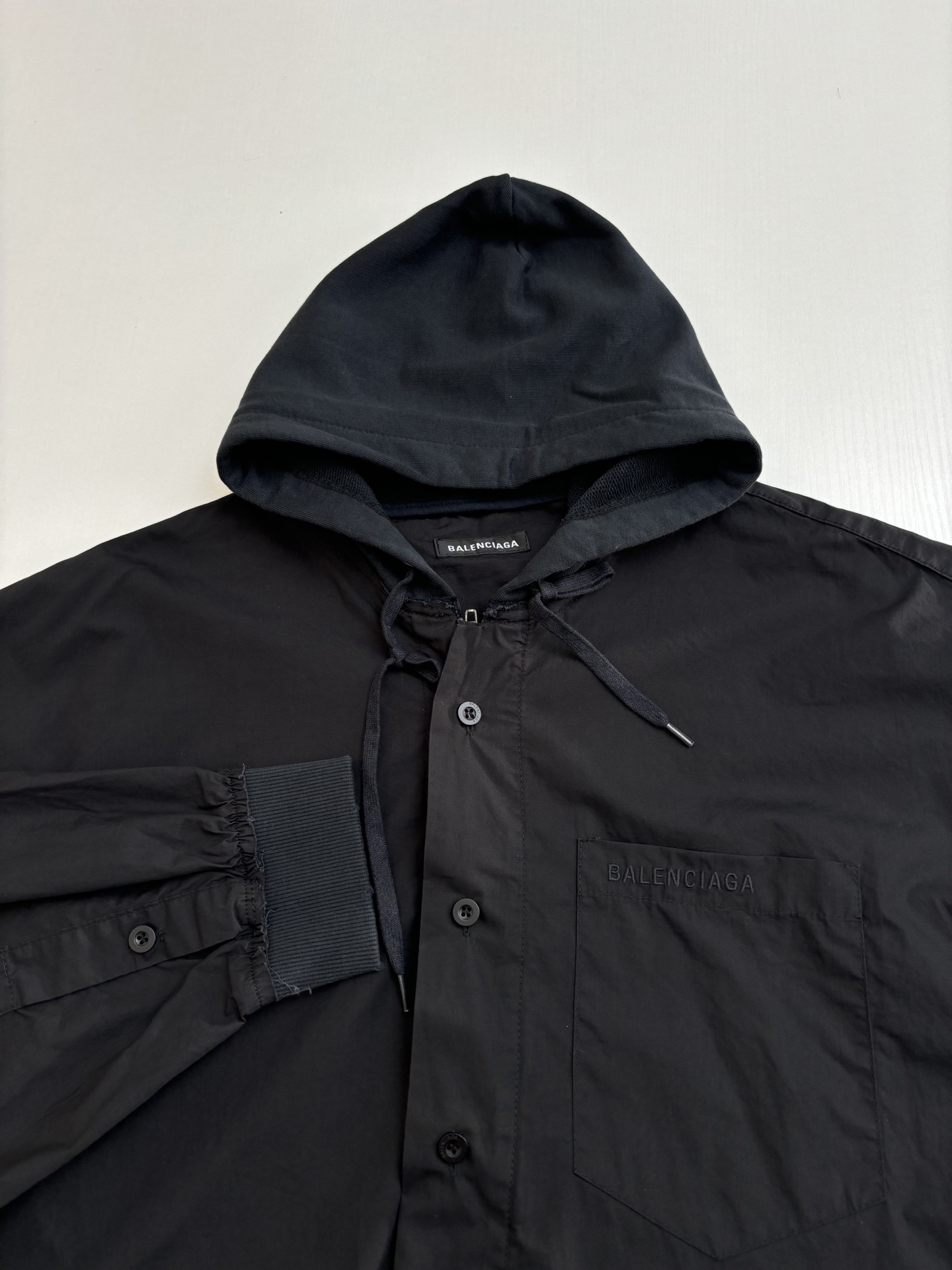 Balenciaga Balenciag*/巴黎Blcg 拼接刺绣连帽外套
