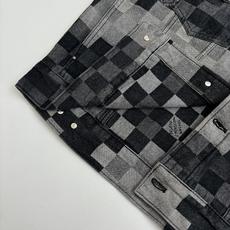 1V/路易 黑色棋盘格马赛克牛仔外套原样开发渐变马赛克格子面料 牛仔上字母提花还原 珍珠五金镭射刻字lo 1V/路易 黑色棋盘格马赛克牛仔外套原样开发渐变马赛克格子面料 牛仔上字母提花还原 珍珠五金镭射刻字lo