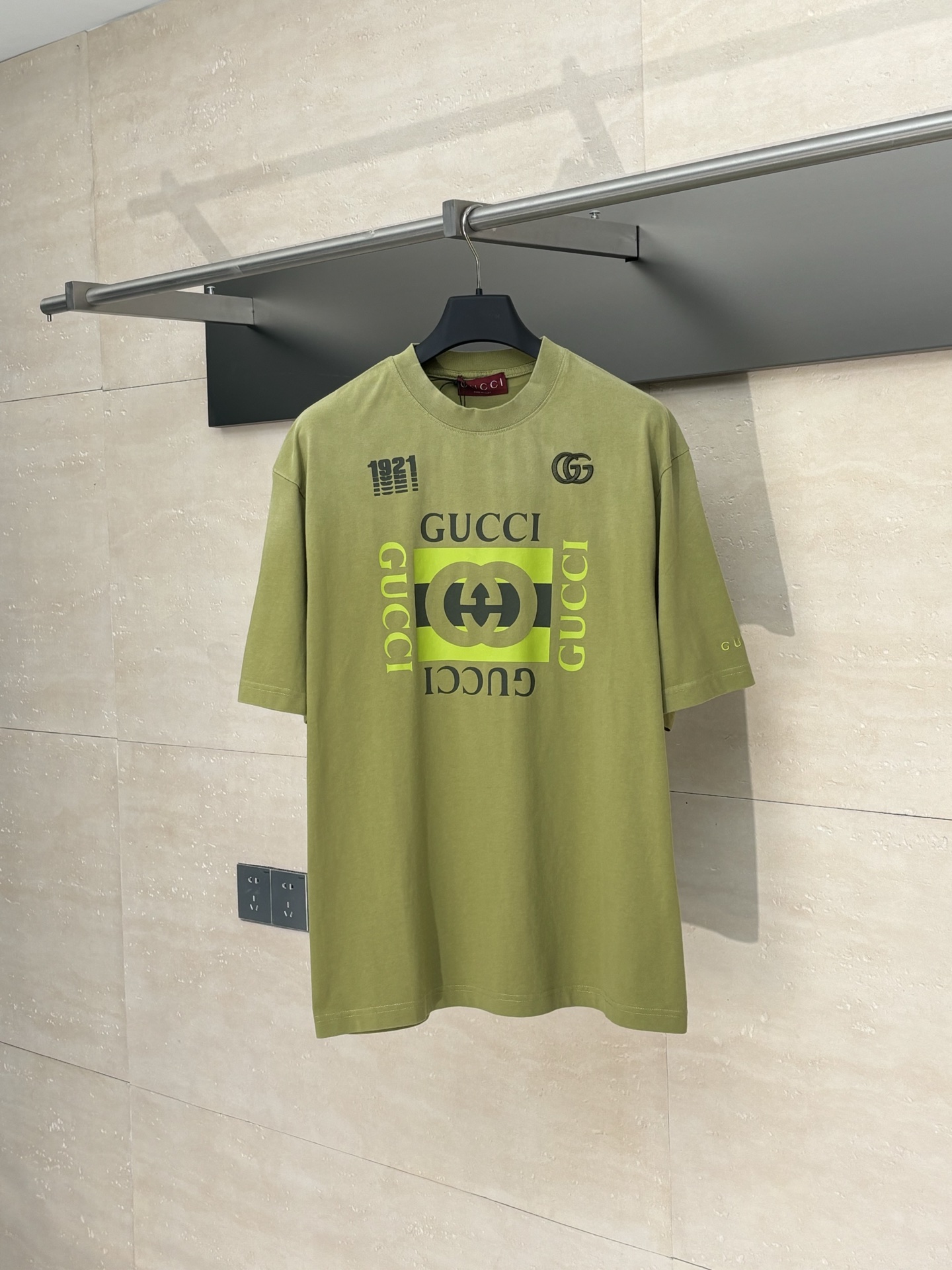 Gucc*/Gucci 25SS nueva camiseta de manga corta con bordado y estampado doble G, estampado realizado con serigrafía manu…