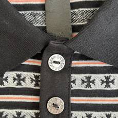 Chrome Hearts*/克罗心 十字条纹POLO长袖色织面料千米起订 成本昂贵 绣花采用进口田岛绣 Chrome Hearts*/克罗心 十字条纹POLO长袖色织面料千米起订 成本昂贵 绣花采用进口田岛绣
