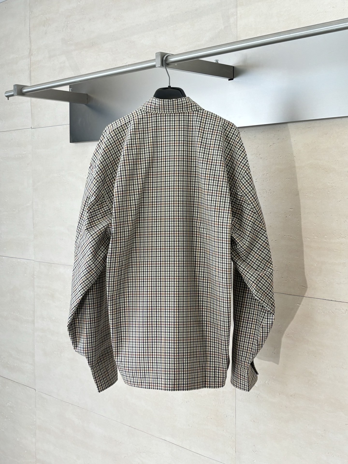 Balenciag*/巴黎Blcg 2025FW 秋冬新款格纹长袖翻领外套双面高品质对格剪裁 隐藏式金属