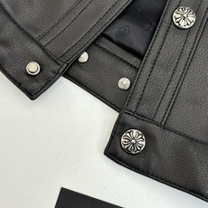 Chrome Heart*/克罗心 24SS CH双袖火焰藤蔓绣花皮衣夹克原84,300购入,面料定织采 Chrome Heart*/克罗心 24SS CH双袖火焰藤蔓绣花皮衣夹克原84,300购入,面料定织采