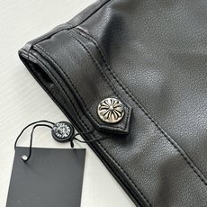 Chrome Heart*/克罗心 24SS CH双袖火焰藤蔓绣花皮衣夹克原84,300购入,面料定织采 Chrome Heart*/克罗心 24SS CH双袖火焰藤蔓绣花皮衣夹克原84,300购入,面料定织采