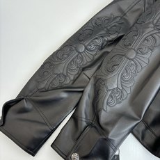 Chrome Heart*/克罗心 24SS CH双袖火焰藤蔓绣花皮衣夹克原84,300购入,面料定织采 Chrome Heart*/克罗心 24SS CH双袖火焰藤蔓绣花皮衣夹克原84,300购入,面料定织采