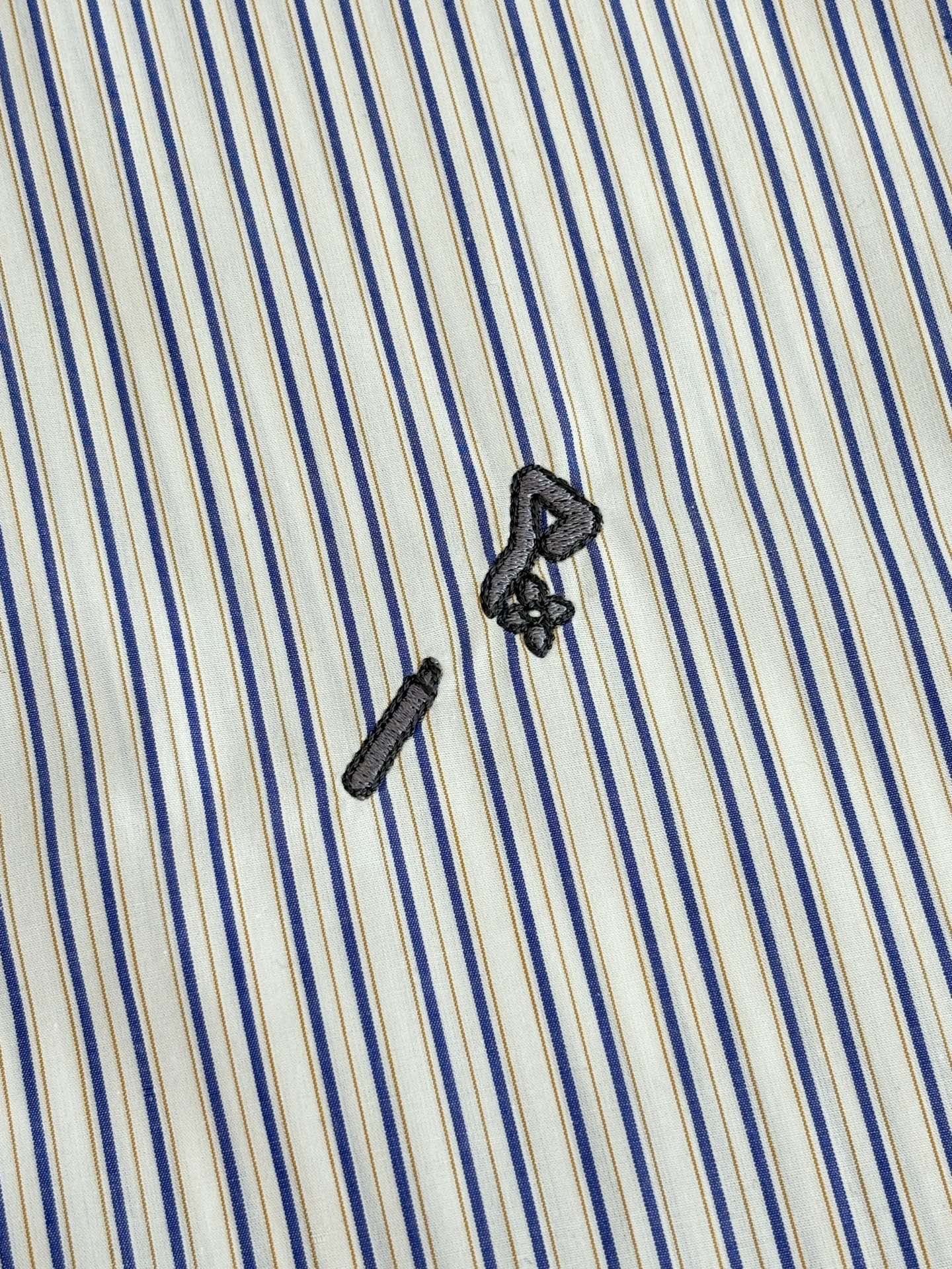 1V/路易 条纹元素别针刺绣长袖衬衫Size：S/M/L/XL