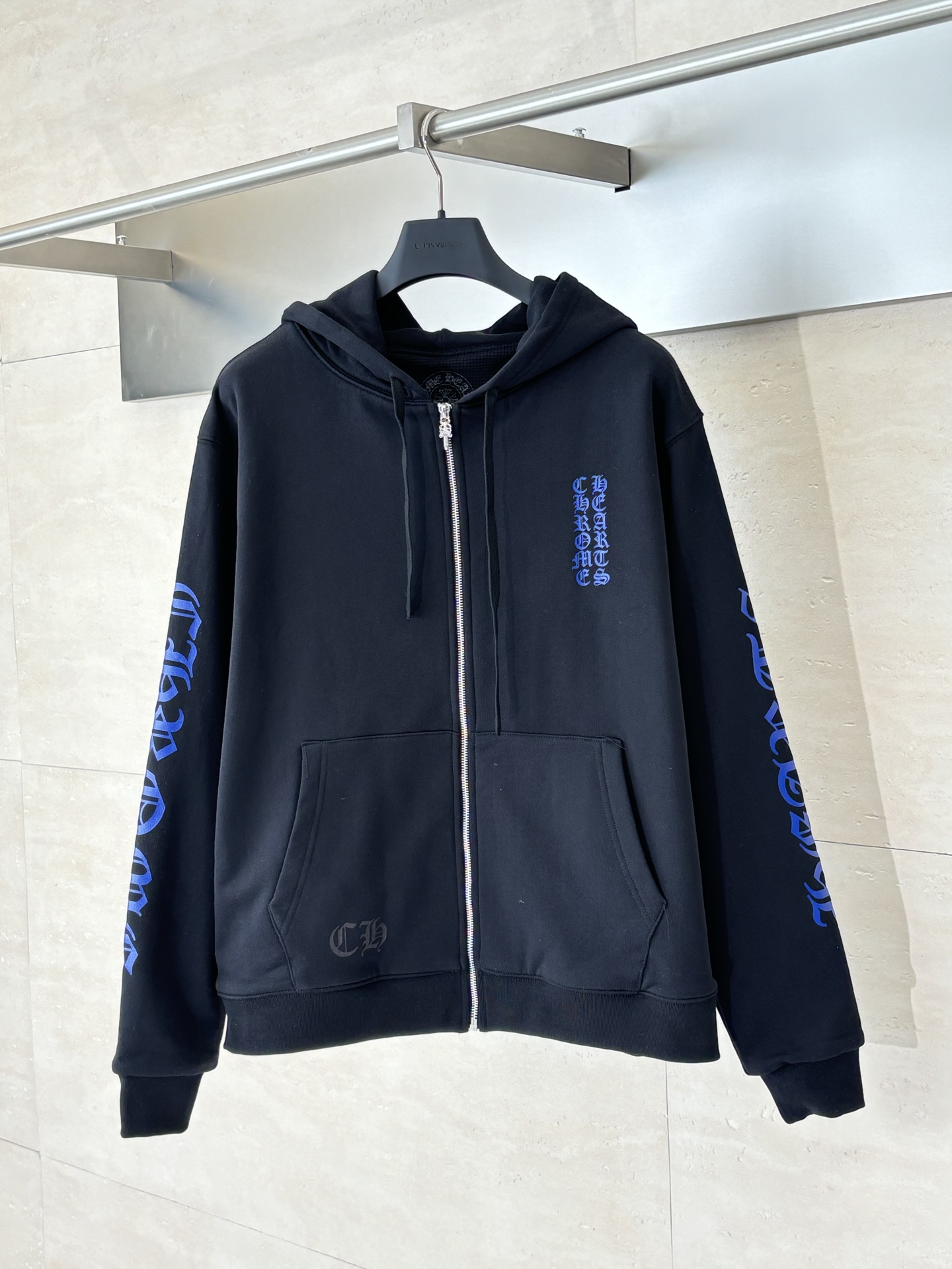 Chrome Hearts Blue Graphic Print Zip-Up Hoodie, Cotton Blend, Relaxed Fit 1 i1758273196699 2161 0 0