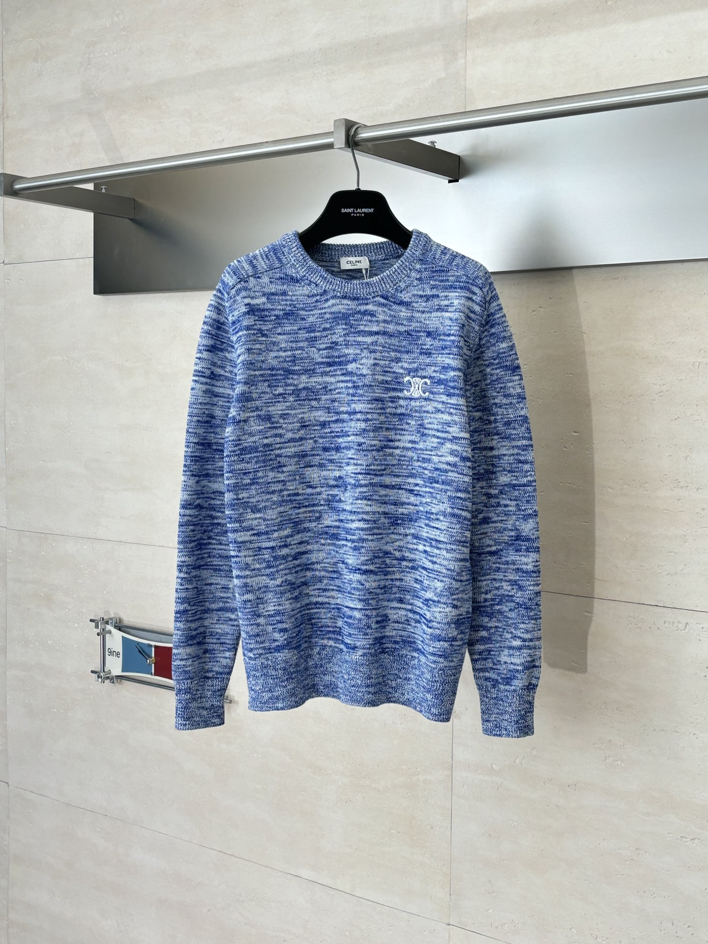 NO:685045,Celin*/Celine FW25 Triomphe Arc de Triomphe embroidered raglan patchwork contrasting color round neck knitted sweater SizeS/M/L/XL,,celine,celine,sweaters,19860909Celin*/赛琳 FW25 Triomphe 凯旋门刺绣插肩拼纱撞色圆领针织毛衣 SizeS/M/L/XL,,celine,celine,sweaters,,Men's clothing