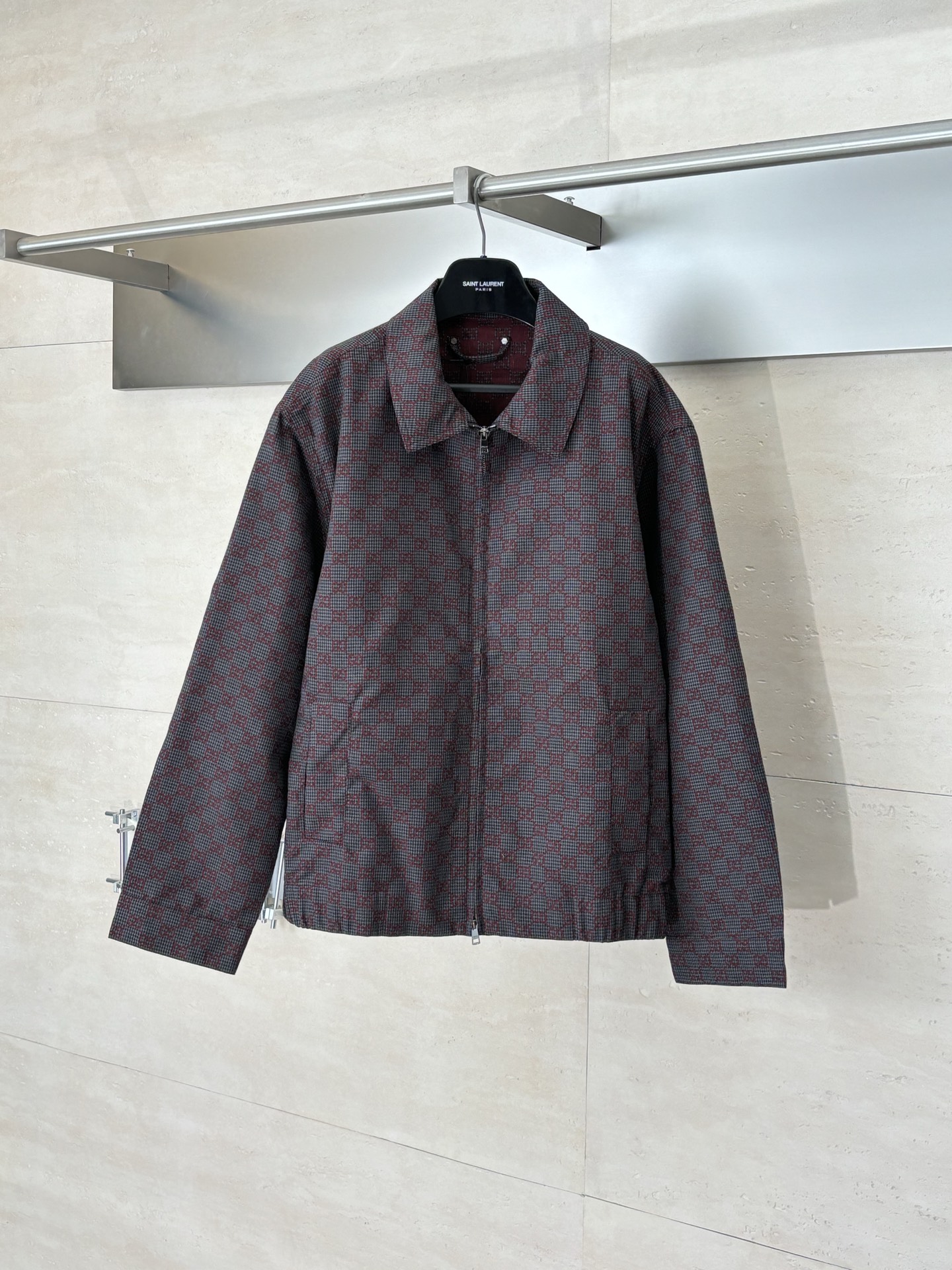 NO:685087,Gucc*/Gucci Double G all-over jacquard houndstooth lapel zipper jacket SizeS/M/L/XL,,gucci,gucci,jackets & coats,jackets & coats,19860909Gucc*/古驰 双G满印提花千鸟格翻领拉链夹克外套 SizeS/M/L/XL,,gucci,gucci,jackets & coats,jackets & coats,,Men's clothing