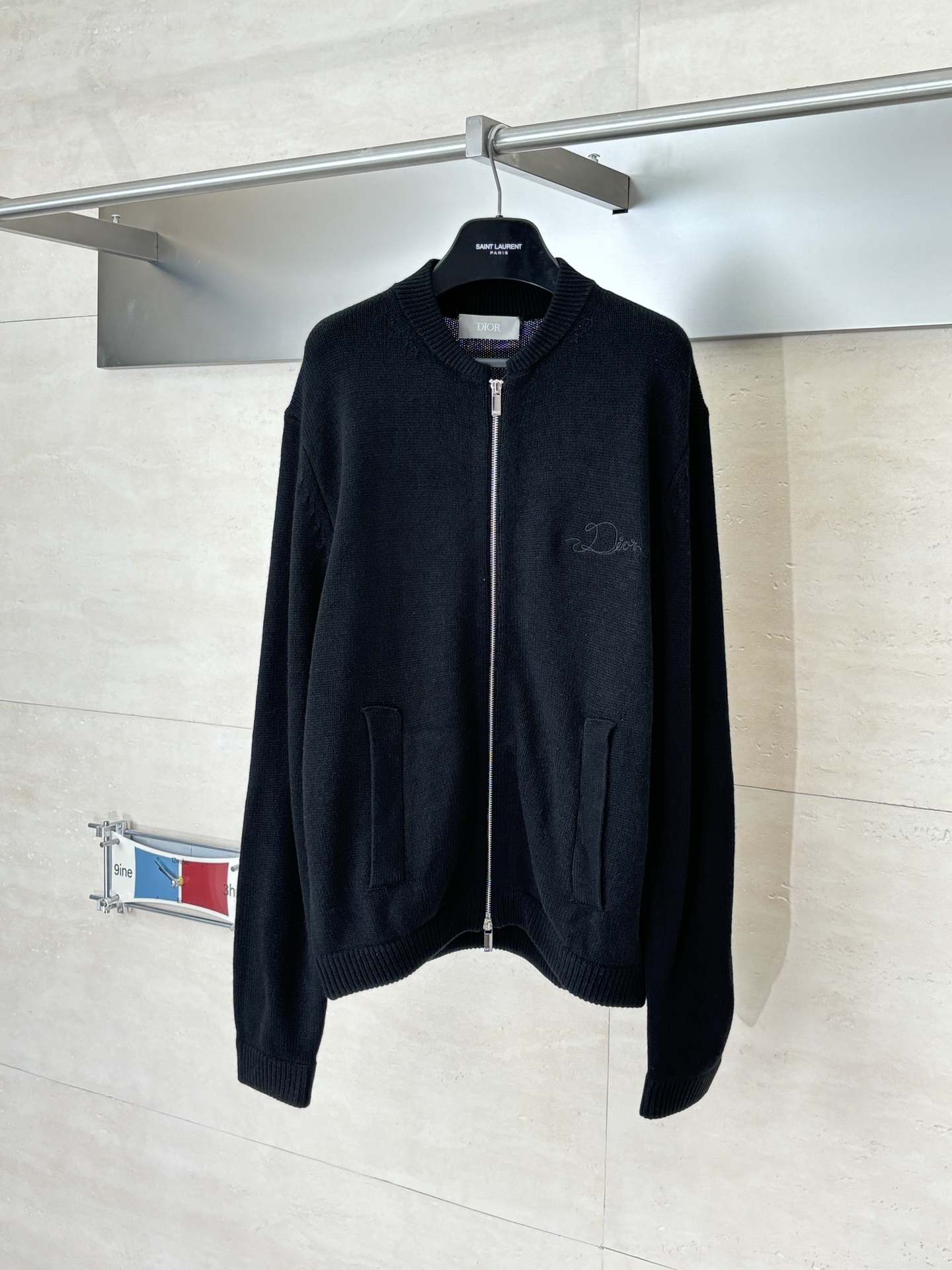 Dior Spring/Summer 2026 Two-Way Zip Embroidered Plain-Knit Cardigan - Comprehensive