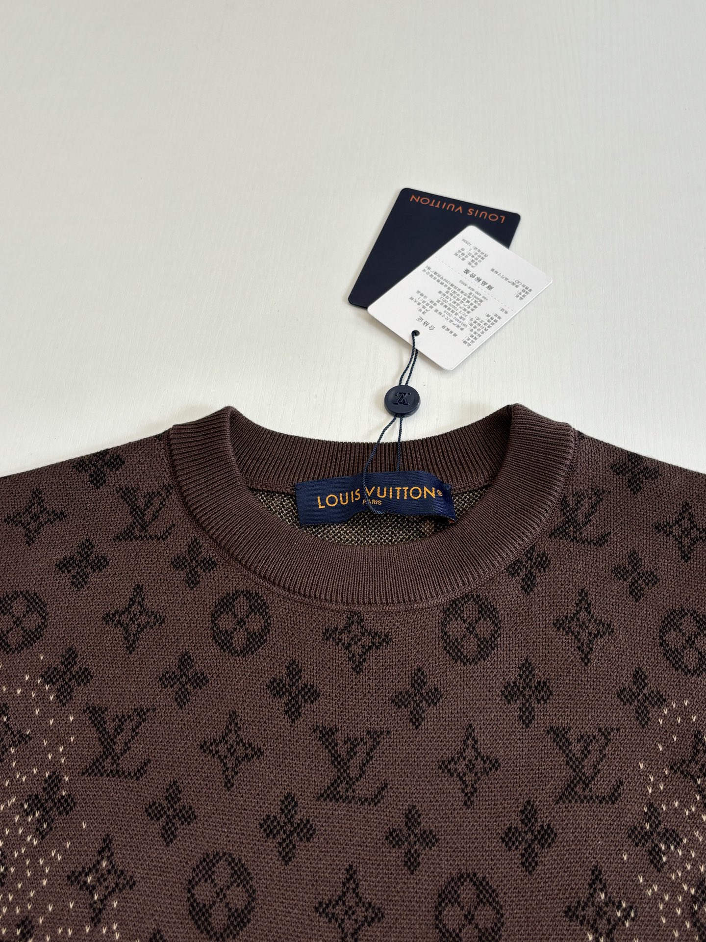 。1V/路易 SS26 渐变monogram提花圆领针织短袖T恤Size：S/M/L/XL