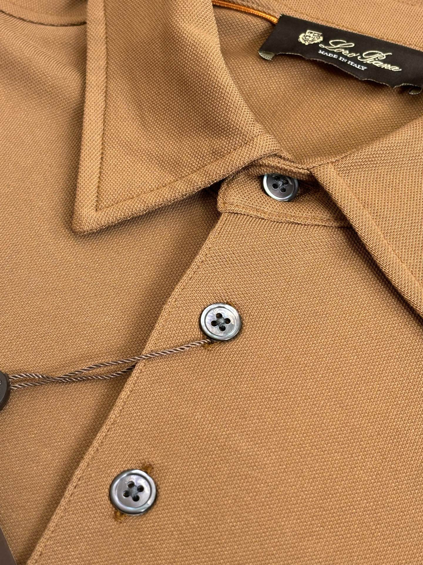 。Loro Pian*/诺悠翩雅 Loro piana标识刺绣珠地棉短袖翻领POLo衫横机针织（针织起脚