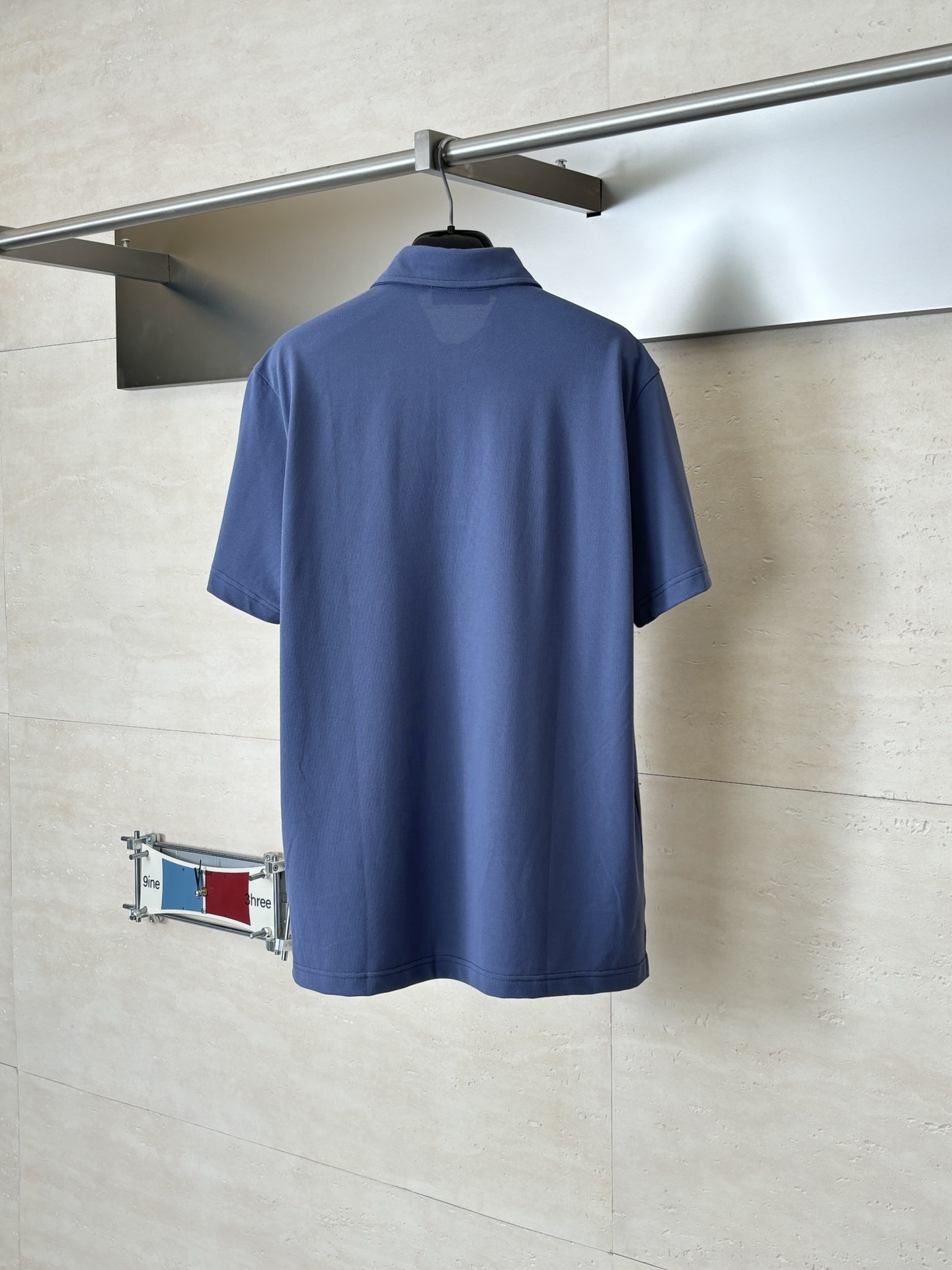 。Loro Pian*/诺悠翩雅 Loro piana标识刺绣珠地棉短袖翻领POLo衫横机针织（针织起脚