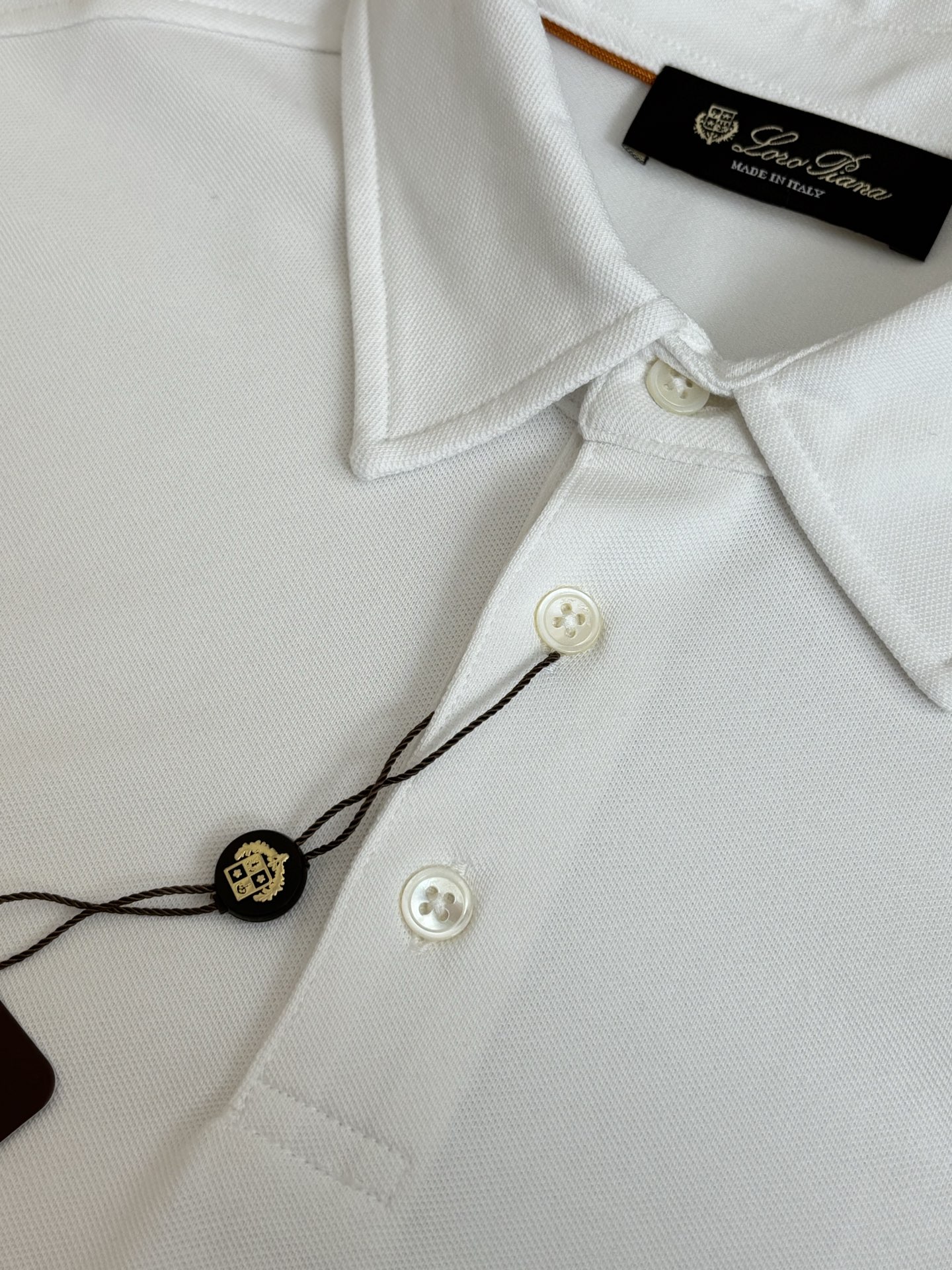 。Loro Pian*/诺悠翩雅 Loro piana标识刺绣珠地棉短袖翻领POLo衫横机针织（针织起脚