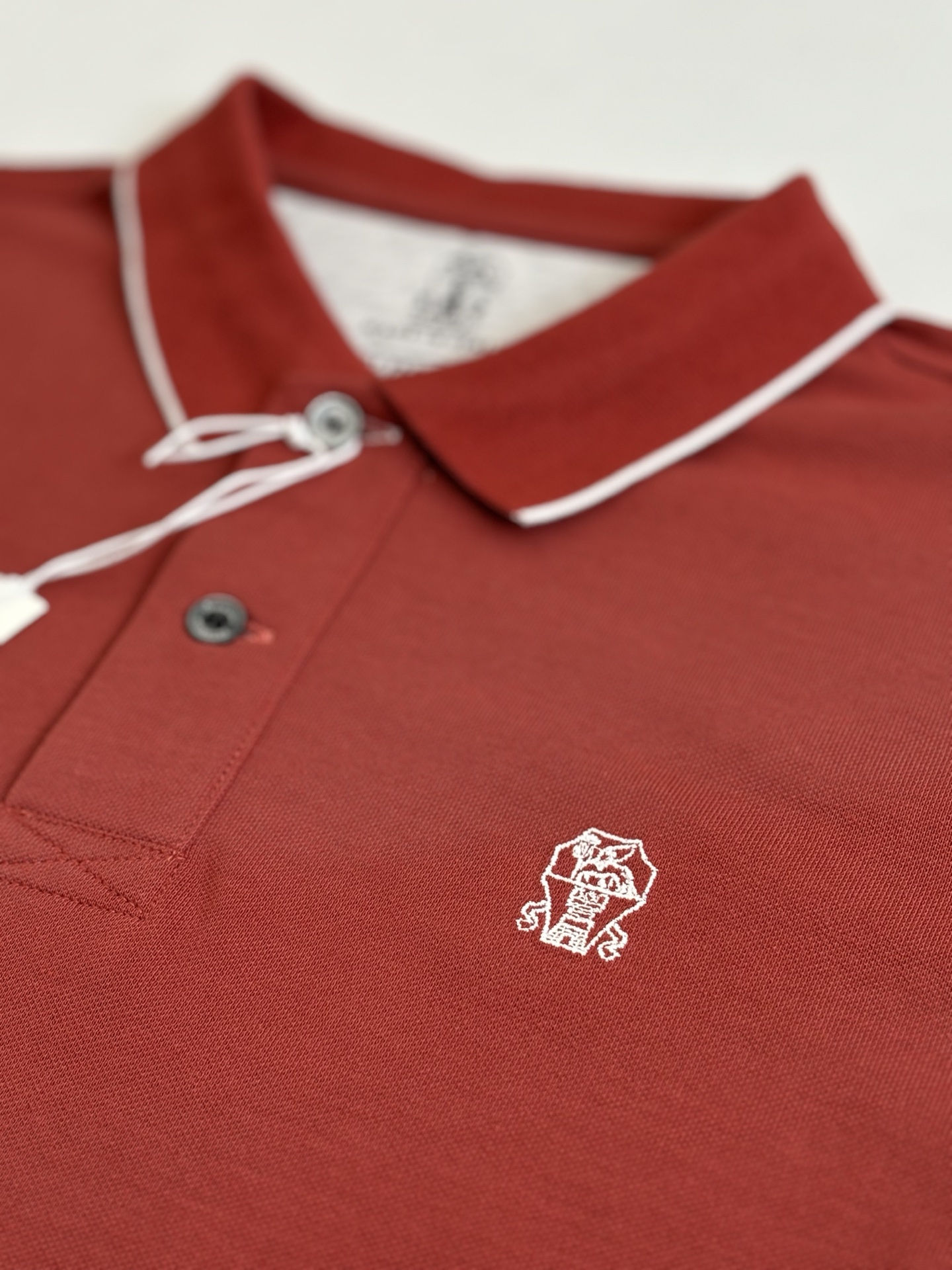 。Brunello Cucinell* BC徽标刺绣翻领短袖Polo衫定制丝光珠地弹府绸 紧致细腻 舒适