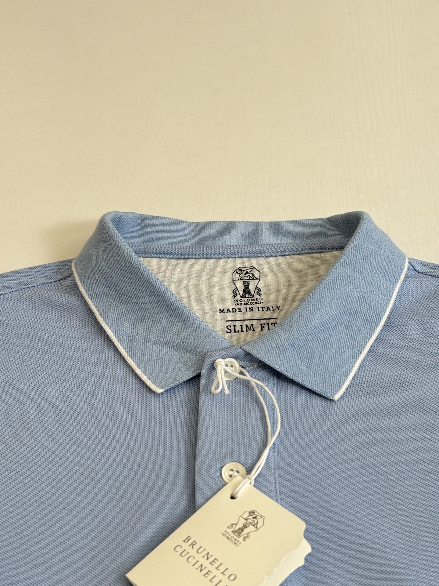 。Brunello Cucinell* BC徽标刺绣翻领短袖Polo衫定制丝光珠地弹府绸 紧致细腻 舒适