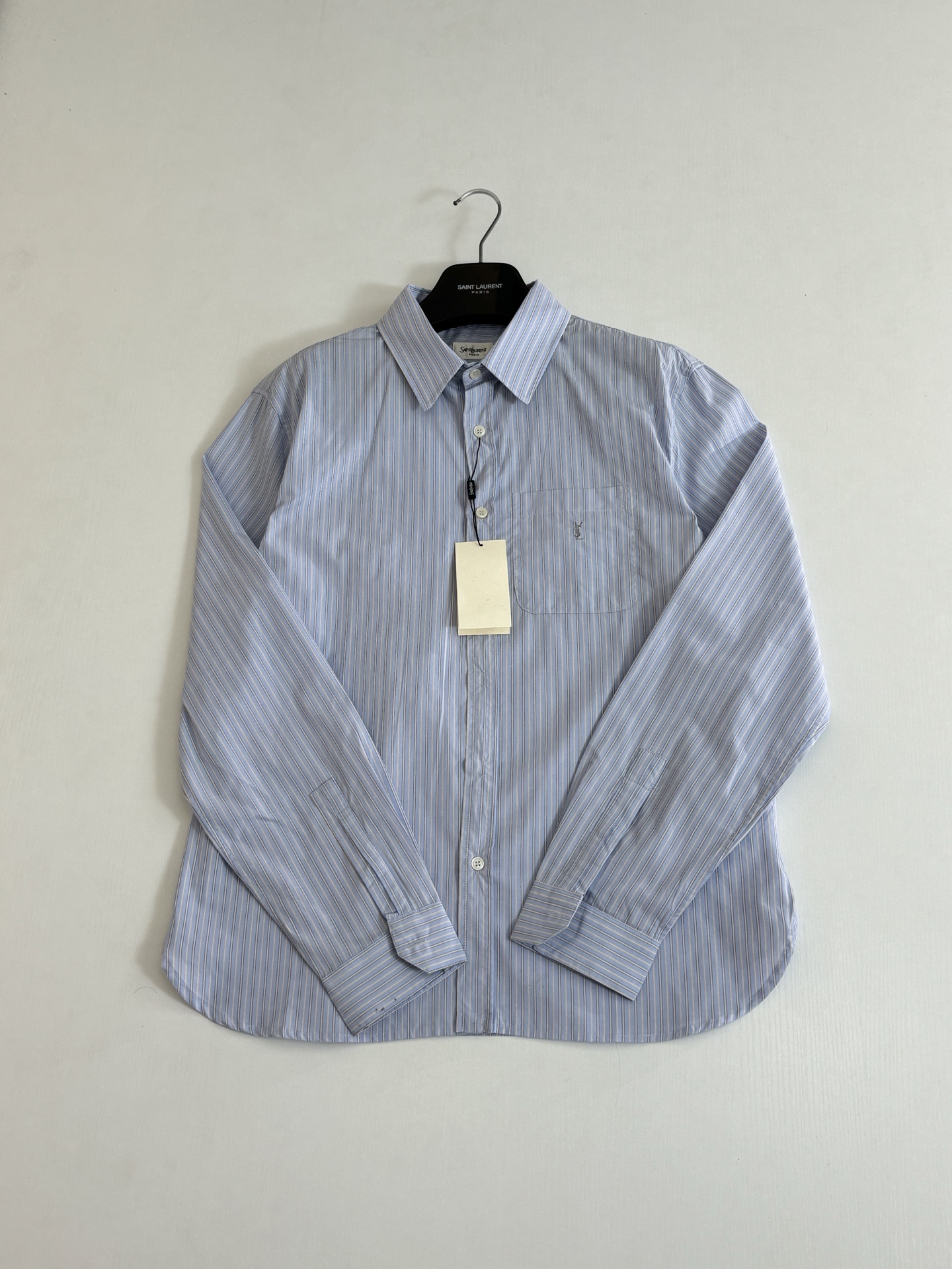 Saint Laurent Saint Lauren*/圣罗兰 YSL字母标识刺绣条纹长袖衬衫