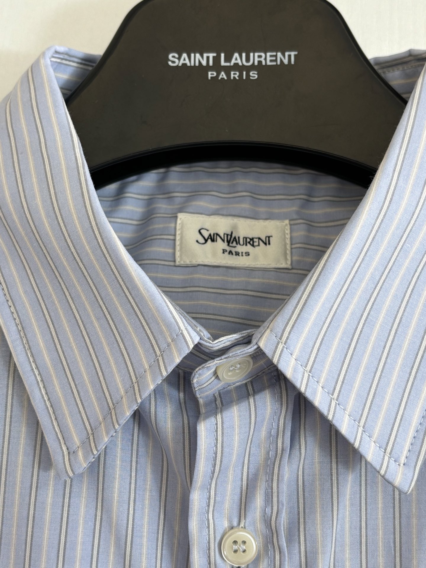 Saint Laurent Saint Lauren*/圣罗兰 YSL字母标识刺绣条纹长袖衬衫