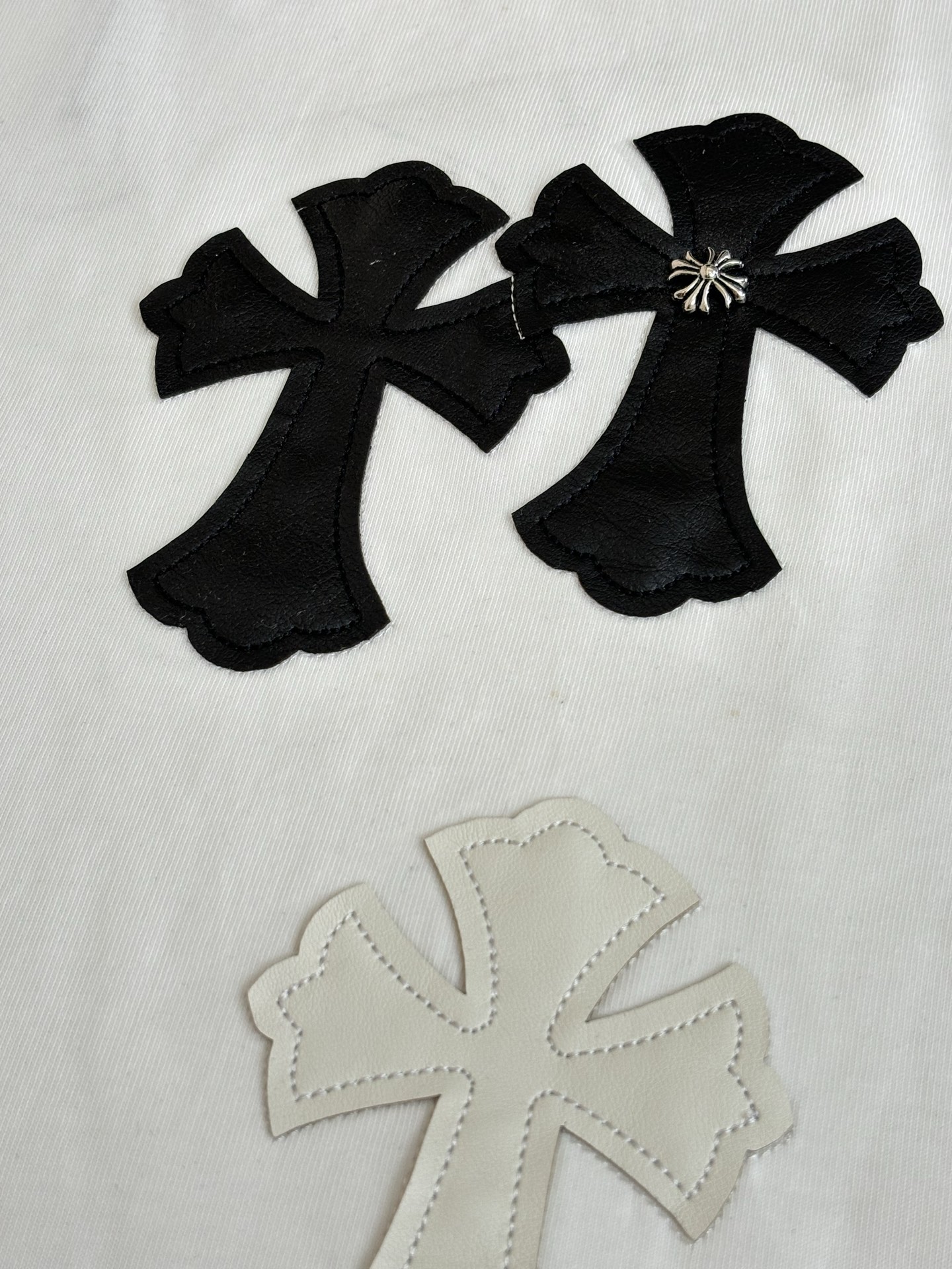 Chrome Hearts Chrome Heart*/克罗心 拼色Ch十字皮标短袖T恤