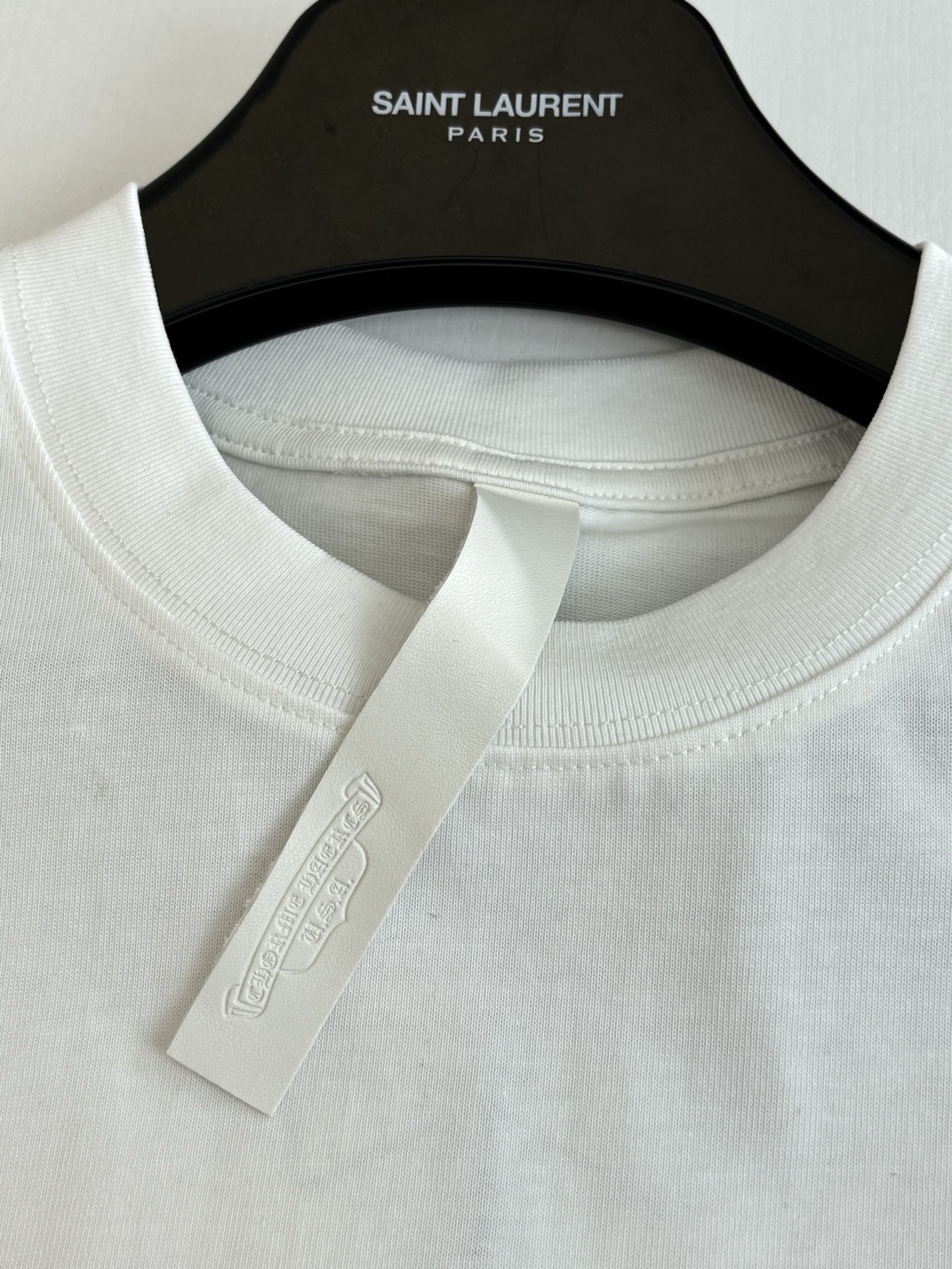 Chrome Hearts Chrome Heart*/克罗心 拼色Ch十字皮标短袖T恤