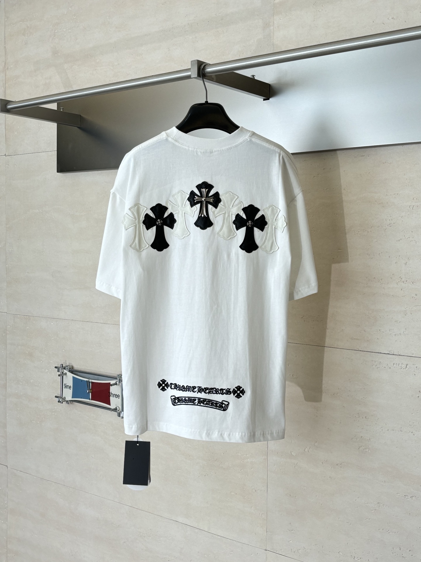 Chrome Hearts Chrome Heart*/克罗心 拼色Ch十字皮标短袖T恤