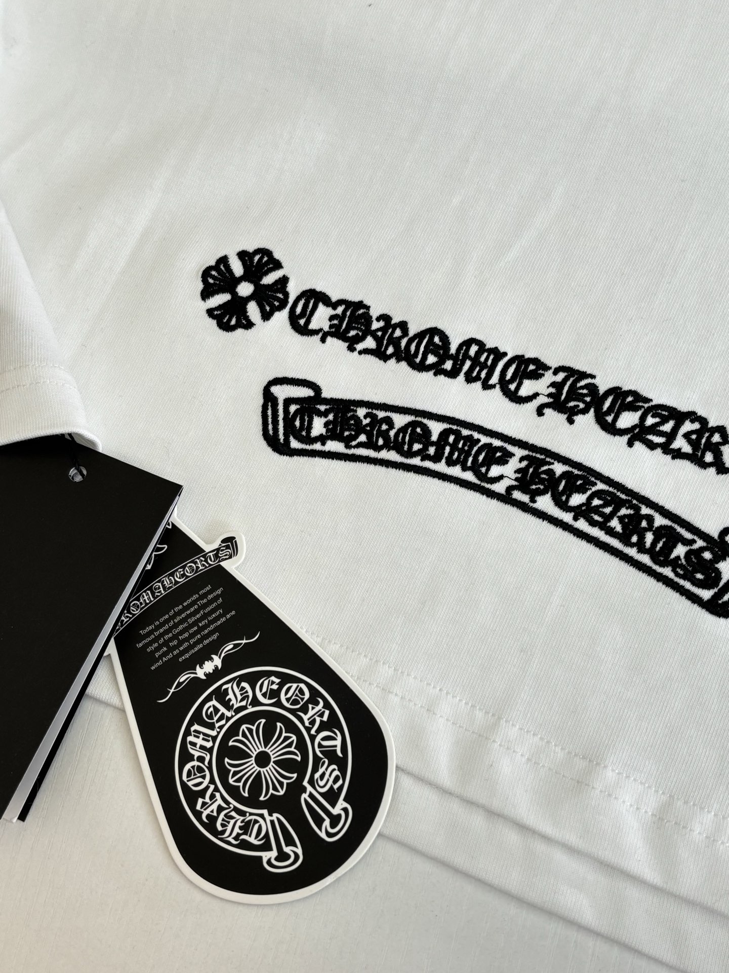 Chrome Hearts Chrome Heart*/克罗心 拼色Ch十字皮标短袖T恤