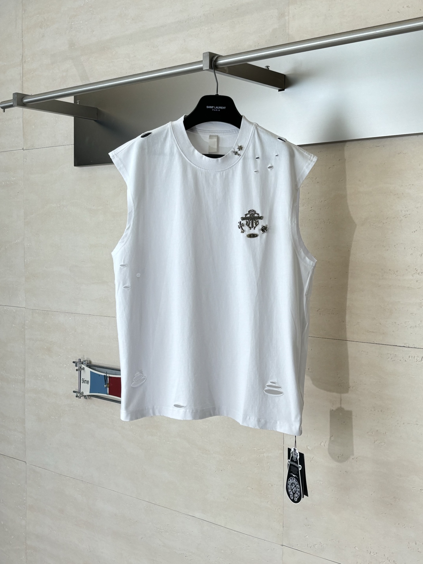 Chrome Hearts Chrome Heart*/克罗心 Ch银饰五金做旧破洞刺绣无袖背心