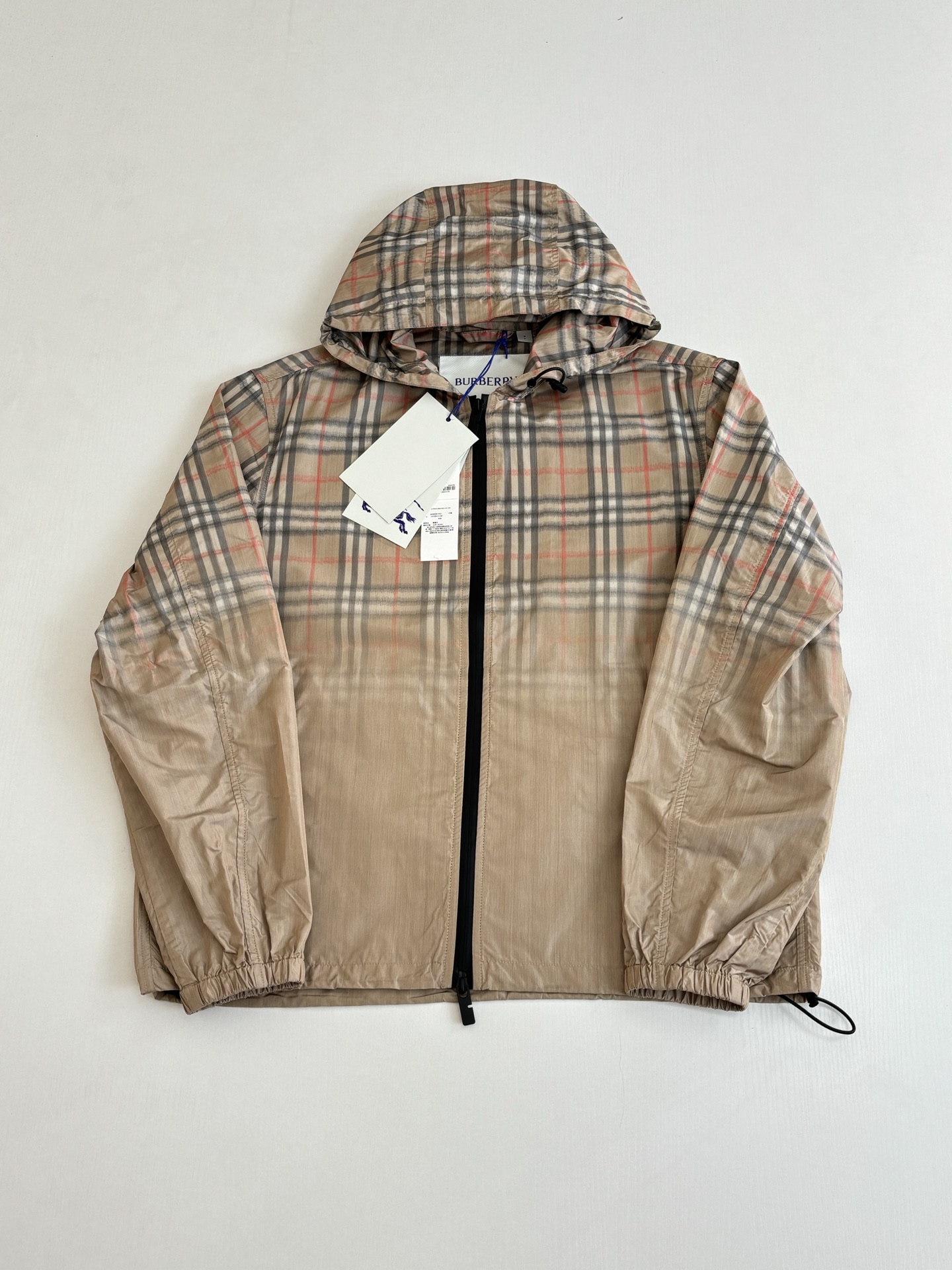 Burberry Burberr*/巴宝莉 渐变格纹连帽防风夹克外套