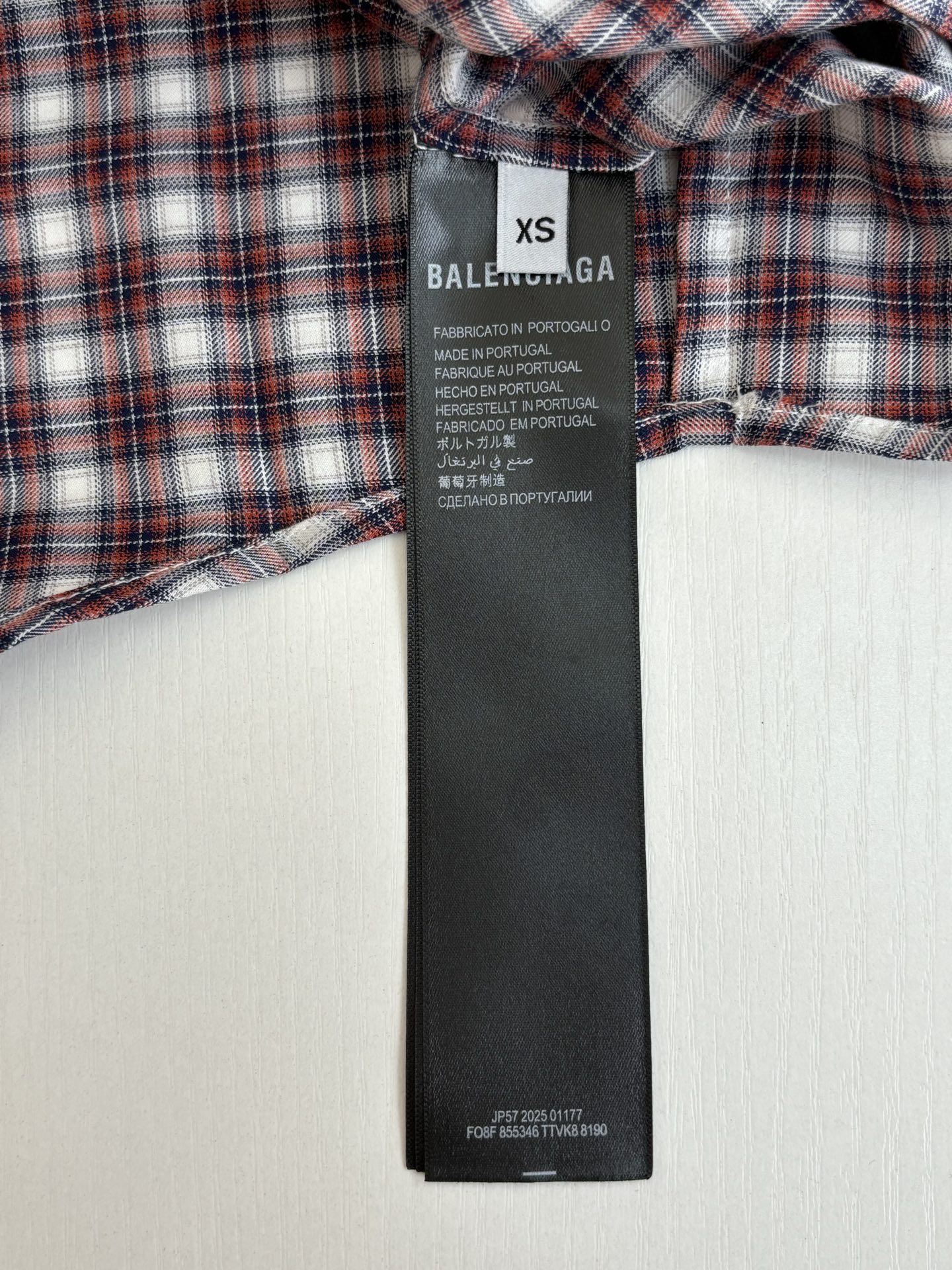 Balenciaga Balenciag*/巴黎 解构风假两件霓虹格纹长袖衬衫