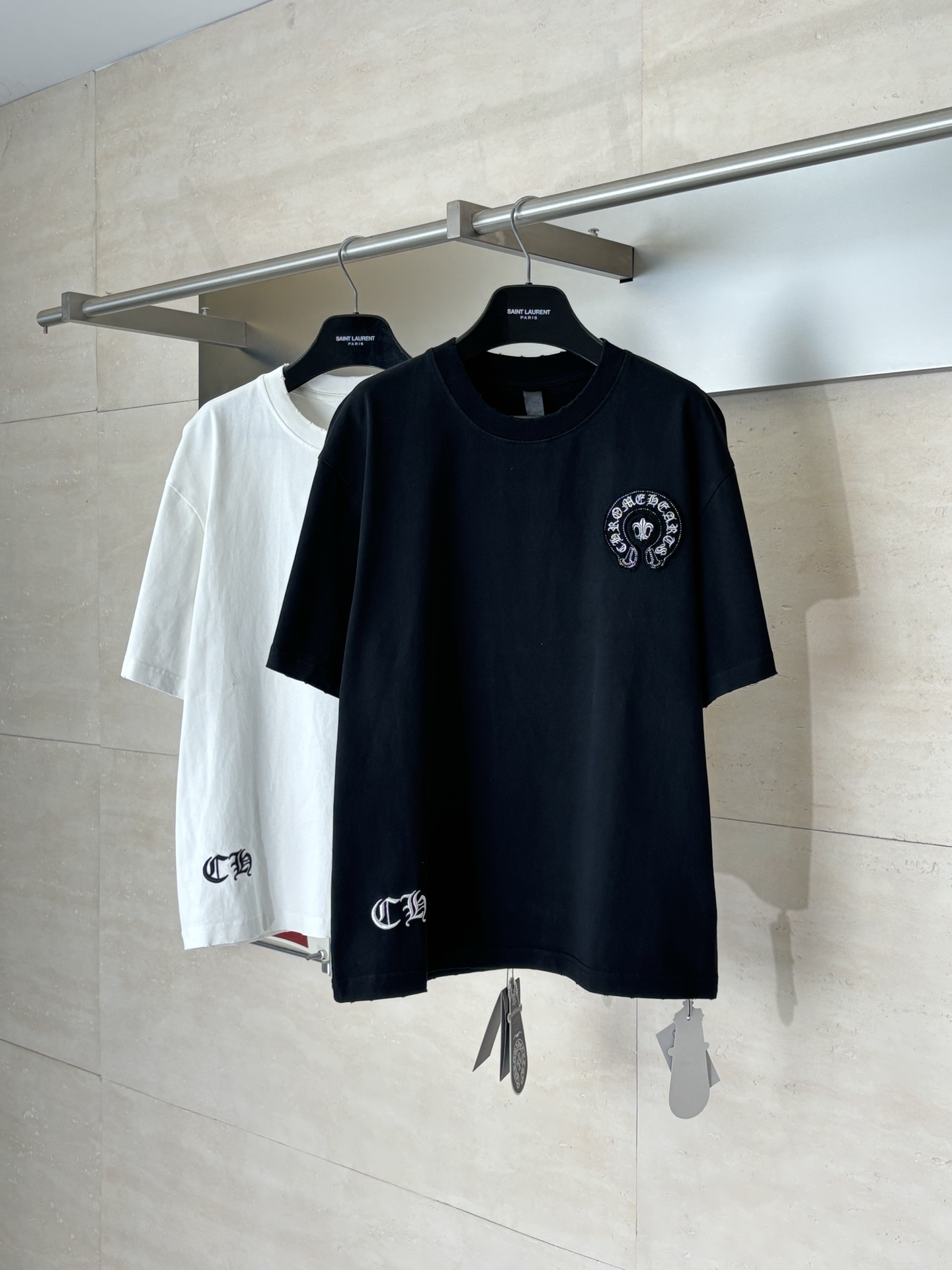 Chrome Hearts Chrome Heart*/克罗心 多标识马蹄印贴布刺绣短袖T恤