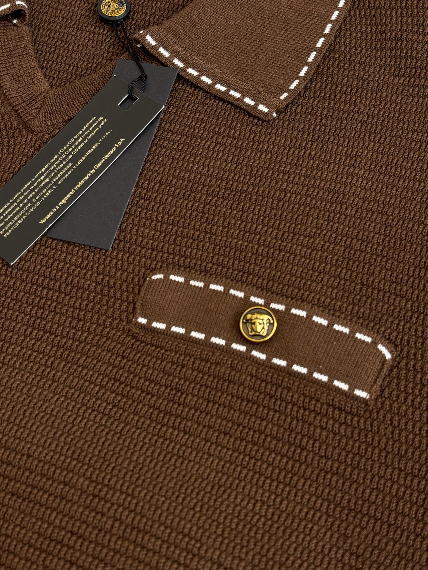 Versace Versac*/范思哲 SS26 V领针织短袖Polo衫