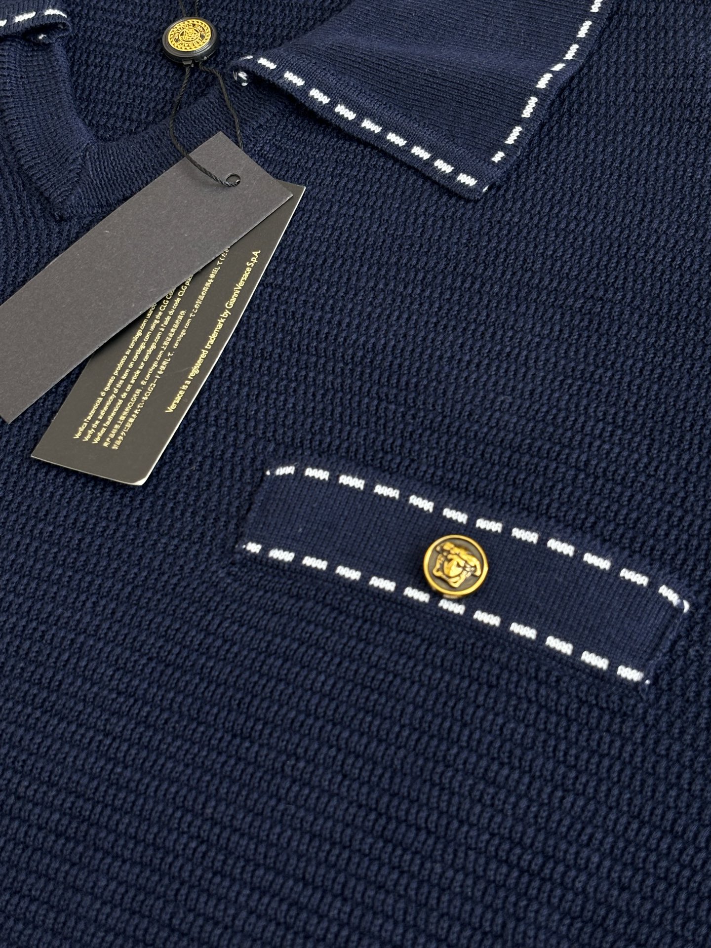 Versace Versac*/范思哲 SS26 V领针织短袖Polo衫