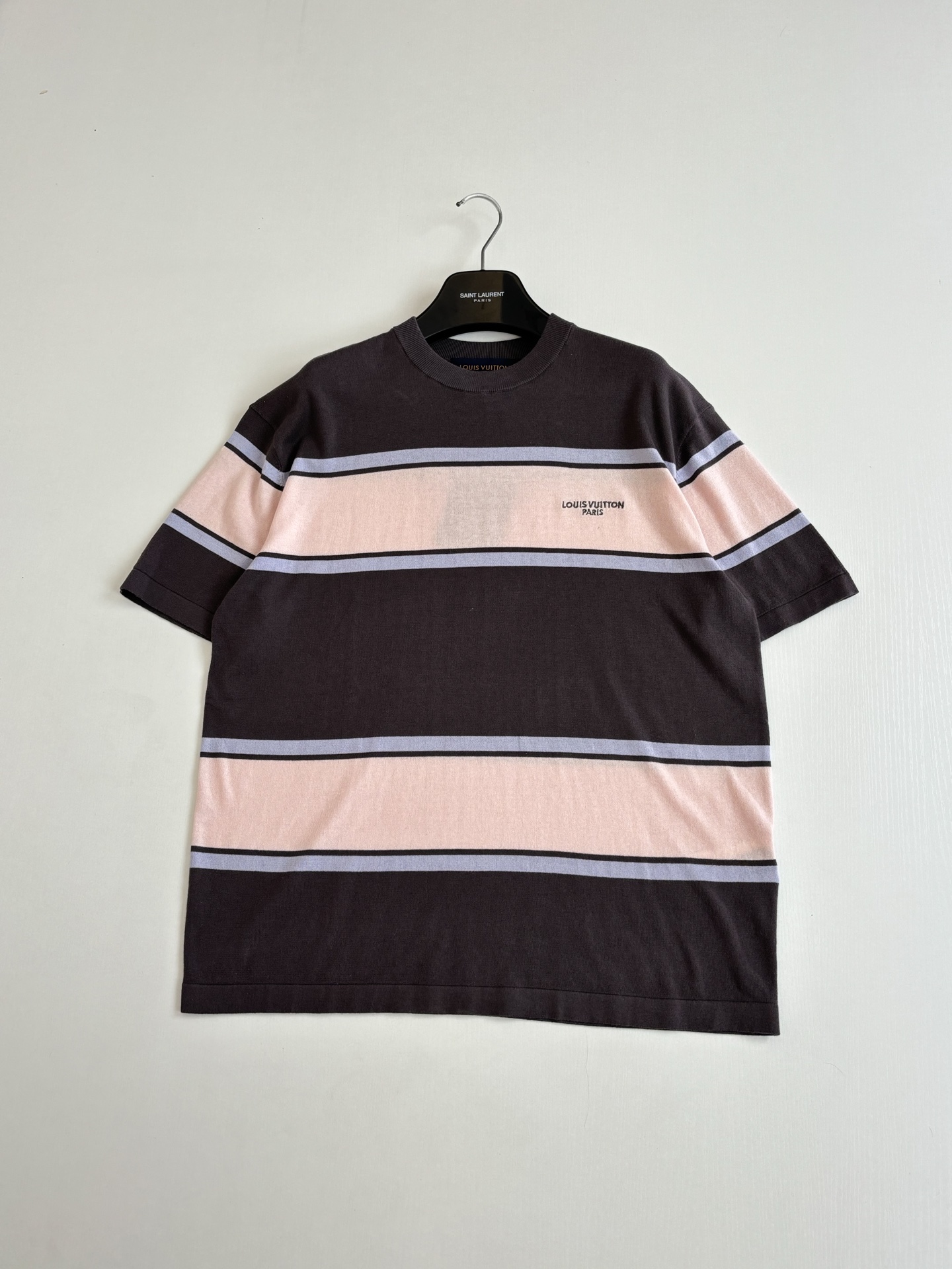 Louis Vuitton 1V/路易 SS26 拼色条纹字母小标识刺绣针织短袖T恤