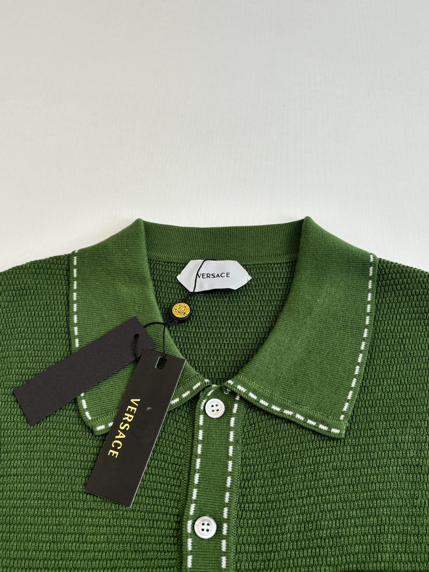 Versace Versac*/范思哲 SS26 翻领华夫格网眼针织开衫