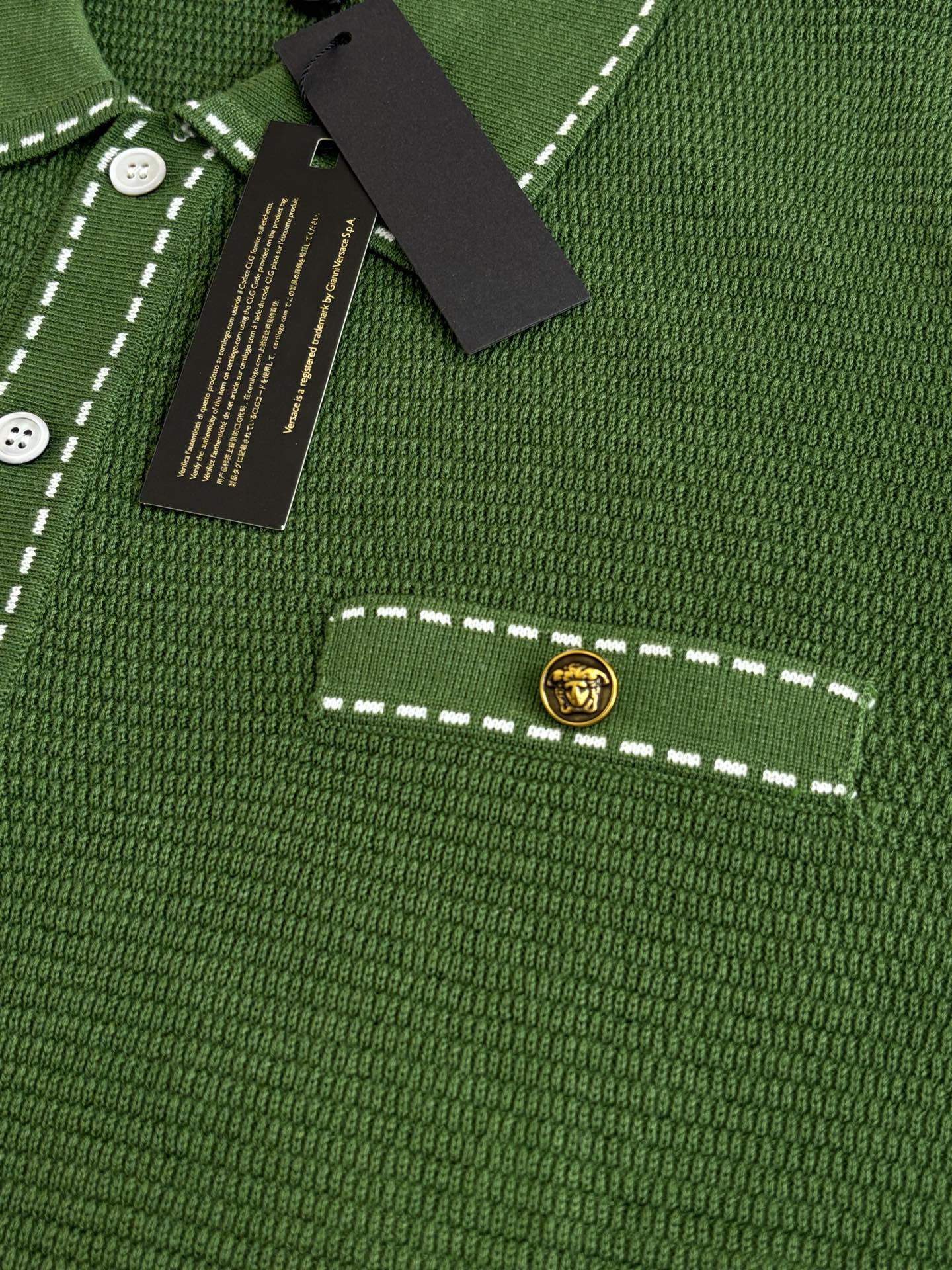 Versace Versac*/范思哲 SS26 翻领华夫格网眼针织开衫