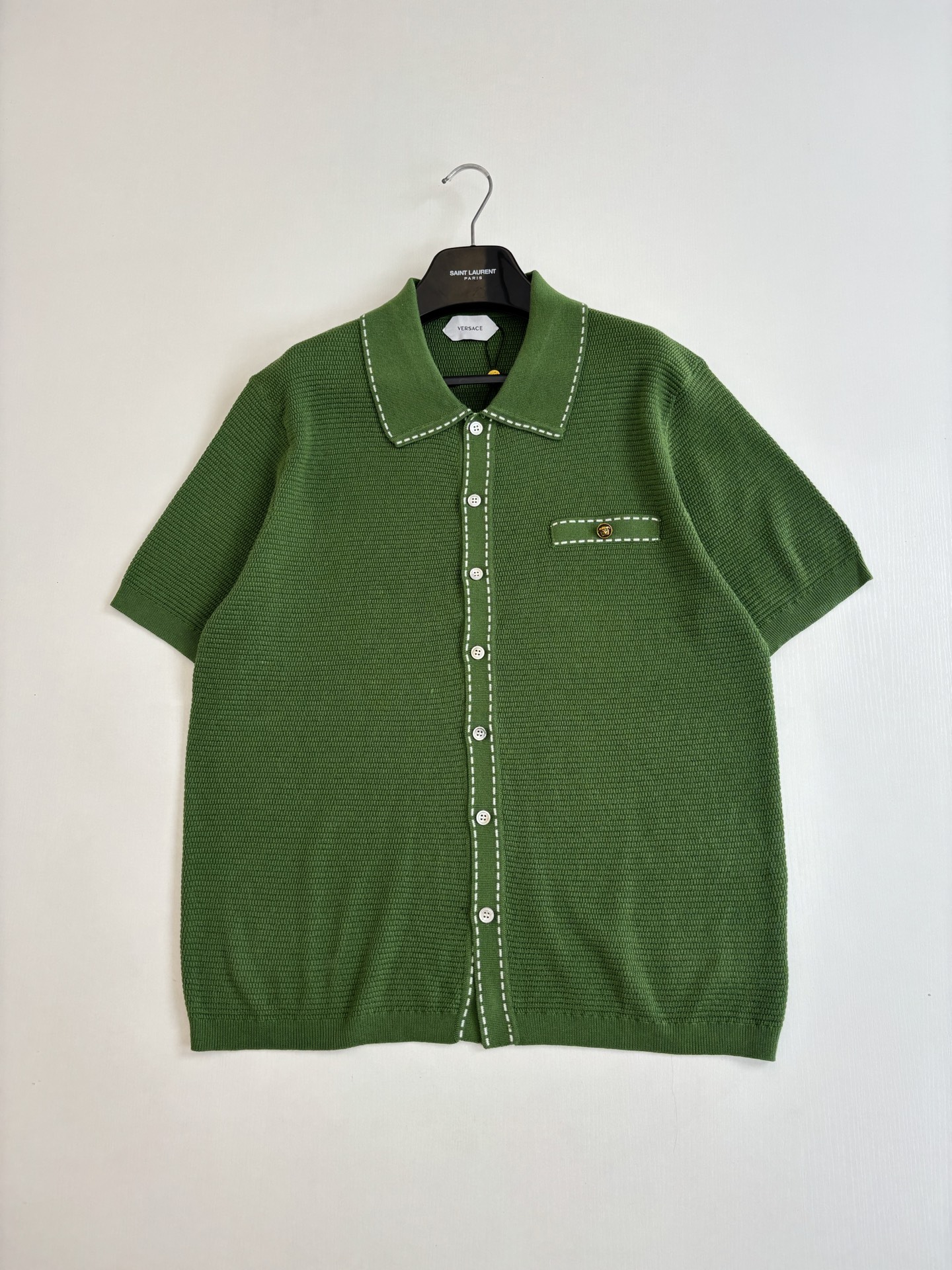 Versace Versac*/范思哲 SS26 翻领华夫格网眼针织开衫
